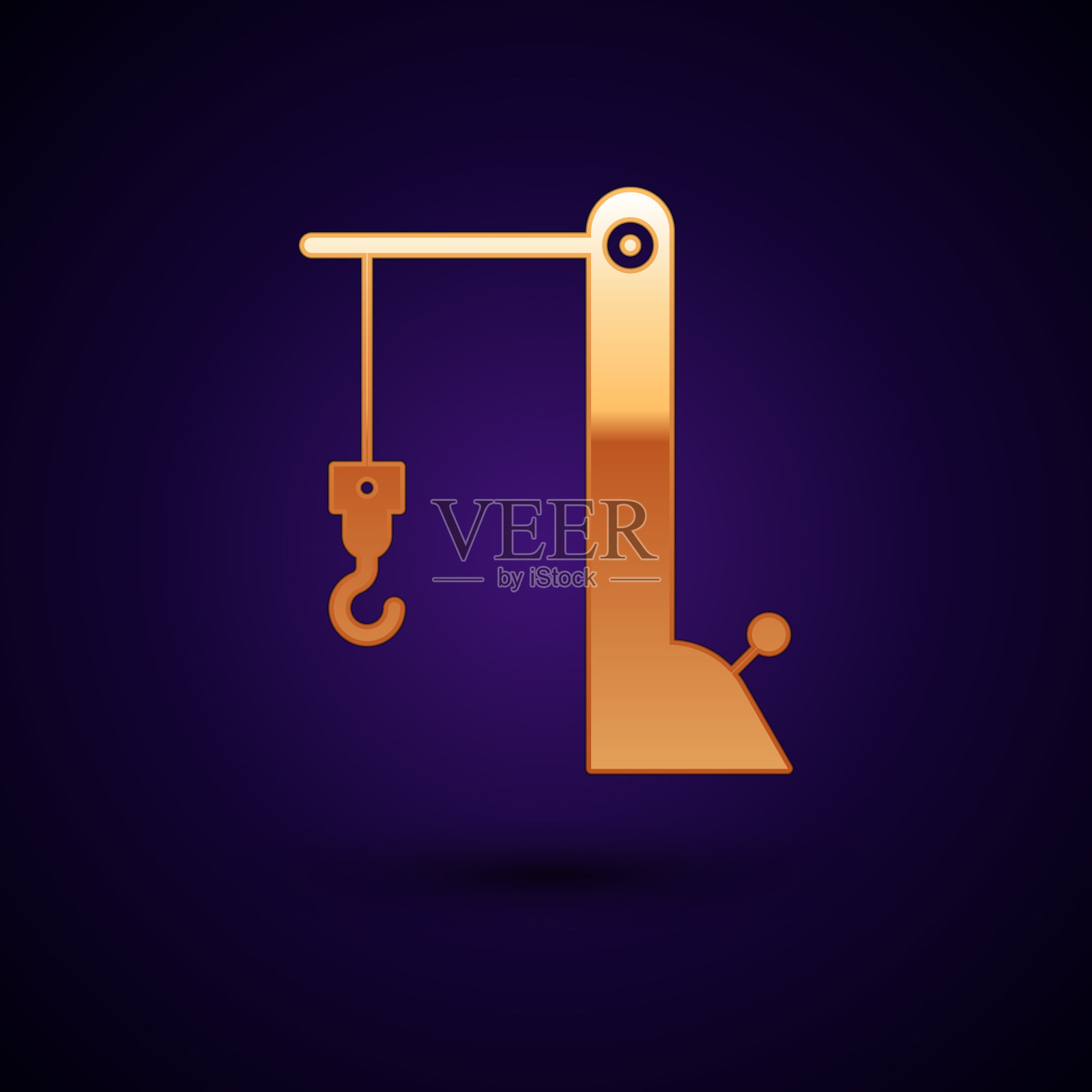 金港港口起重机图标孤立在深蓝色插画图片素材