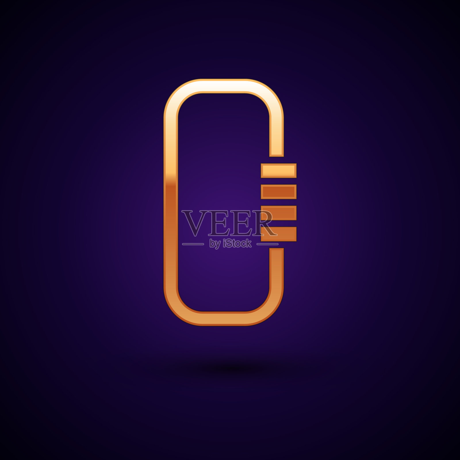 金色钩环图标孤立在深蓝色图标素材