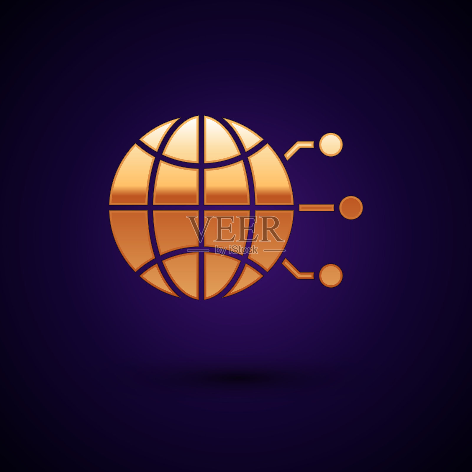 黄金全球技术或社交网络图标插画图片素材