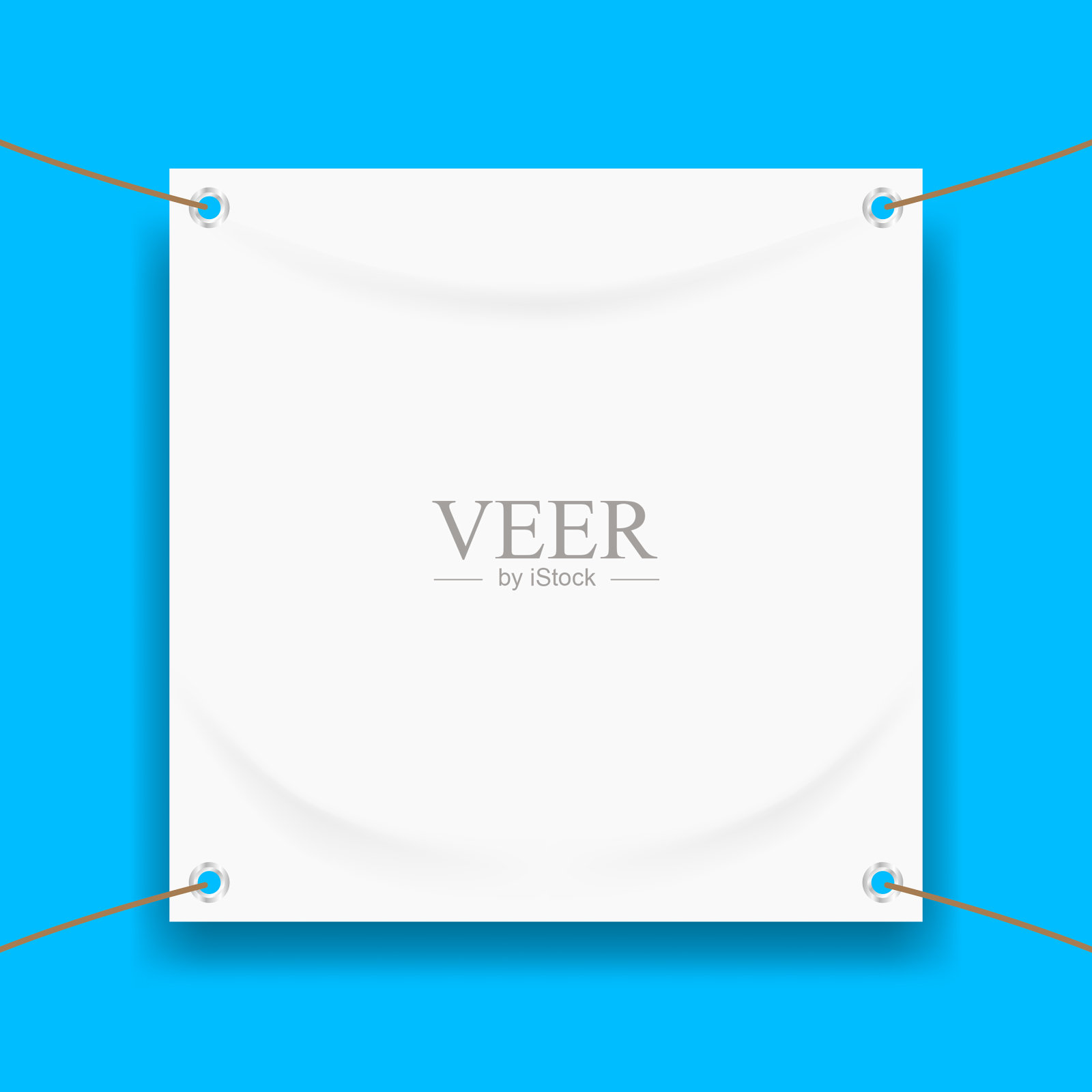 乙烯基横幅空白白色隔离在方形蓝色插画图片素材