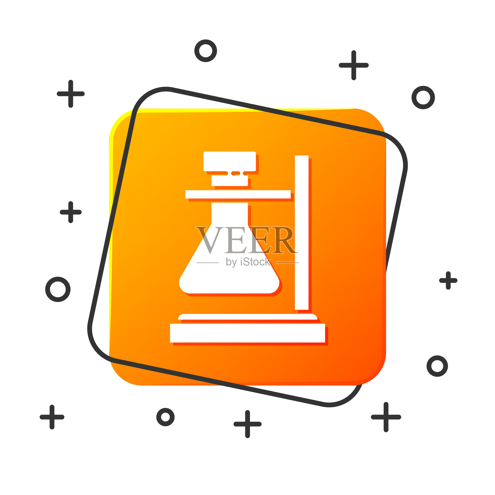 白色玻璃试管烧瓶，在支架上，图标隔离图标素材