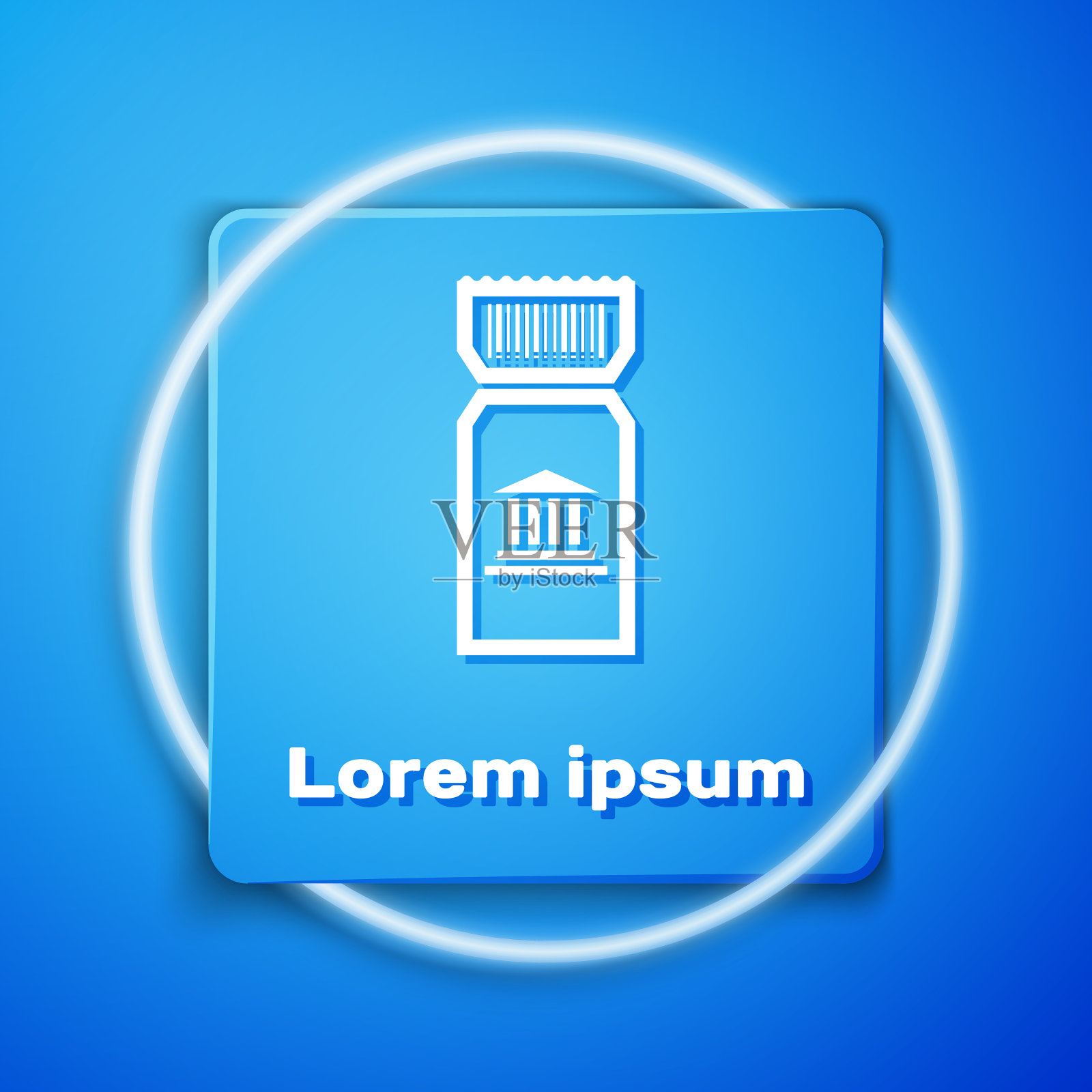 白色博物馆门票图标孤立在蓝色图标素材