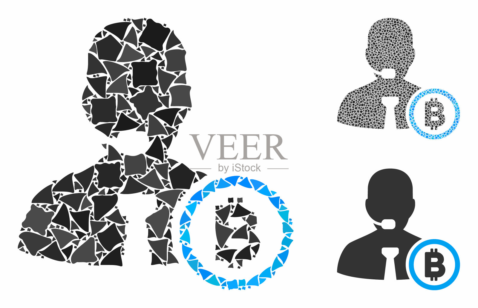 比特币运营商经理组成图标插画图片素材