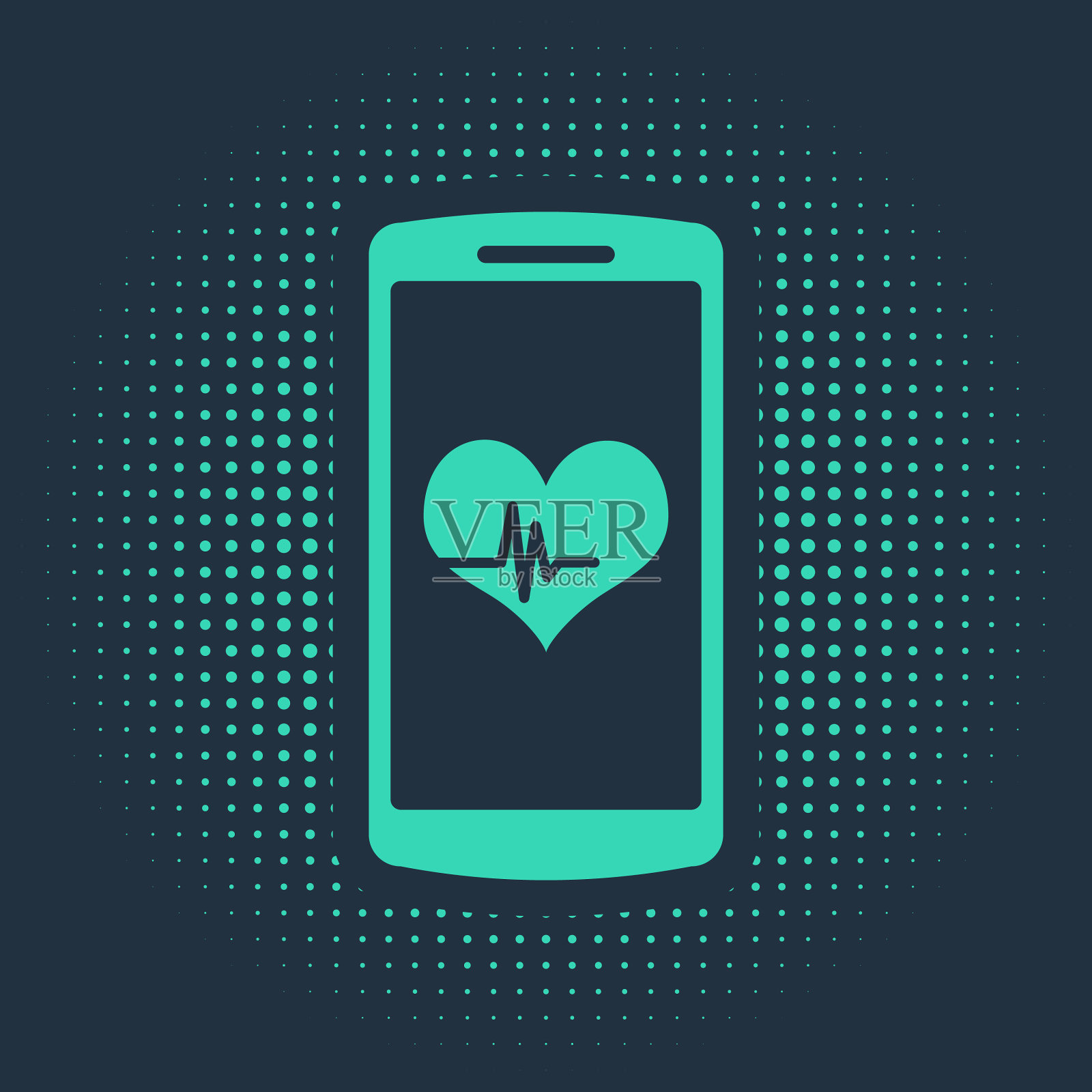 具有心率监测功能的绿色智能手机插画图片素材