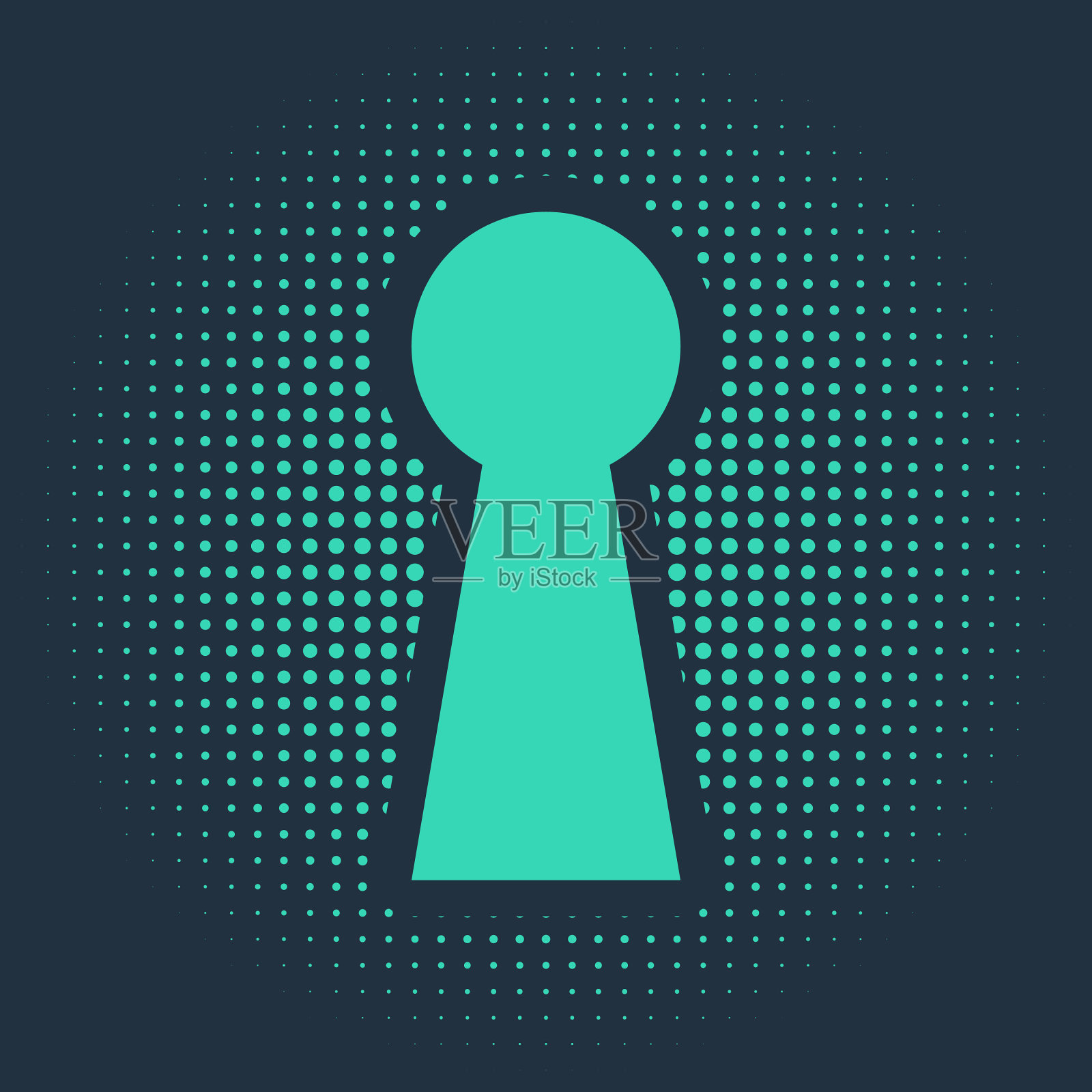 绿色钥匙孔图标隔离在蓝色背景插画图片素材