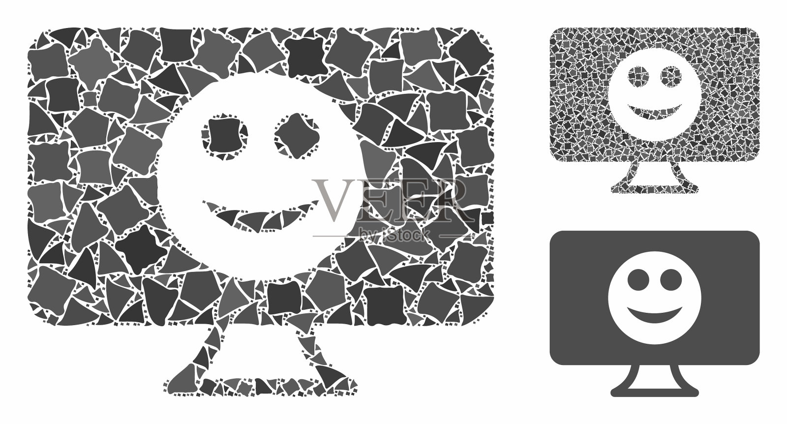 显示微笑马赛克图标震颤部分插画图片素材