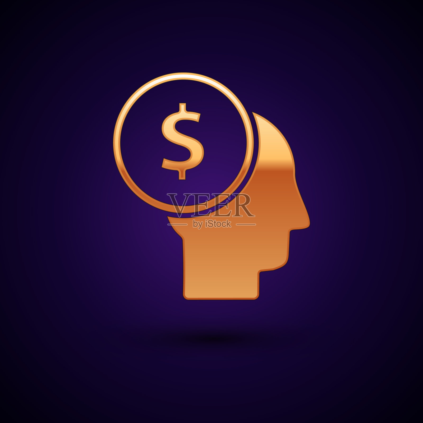 黄金商人计划头脑图标孤立上插画图片素材