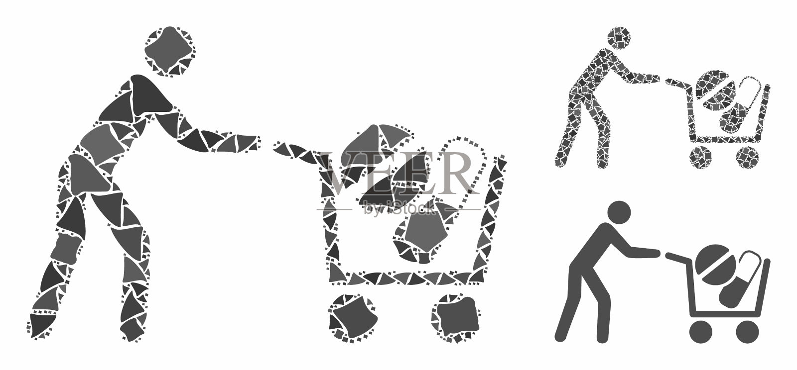 医疗药品采购推车组成图标驼峰插画图片素材