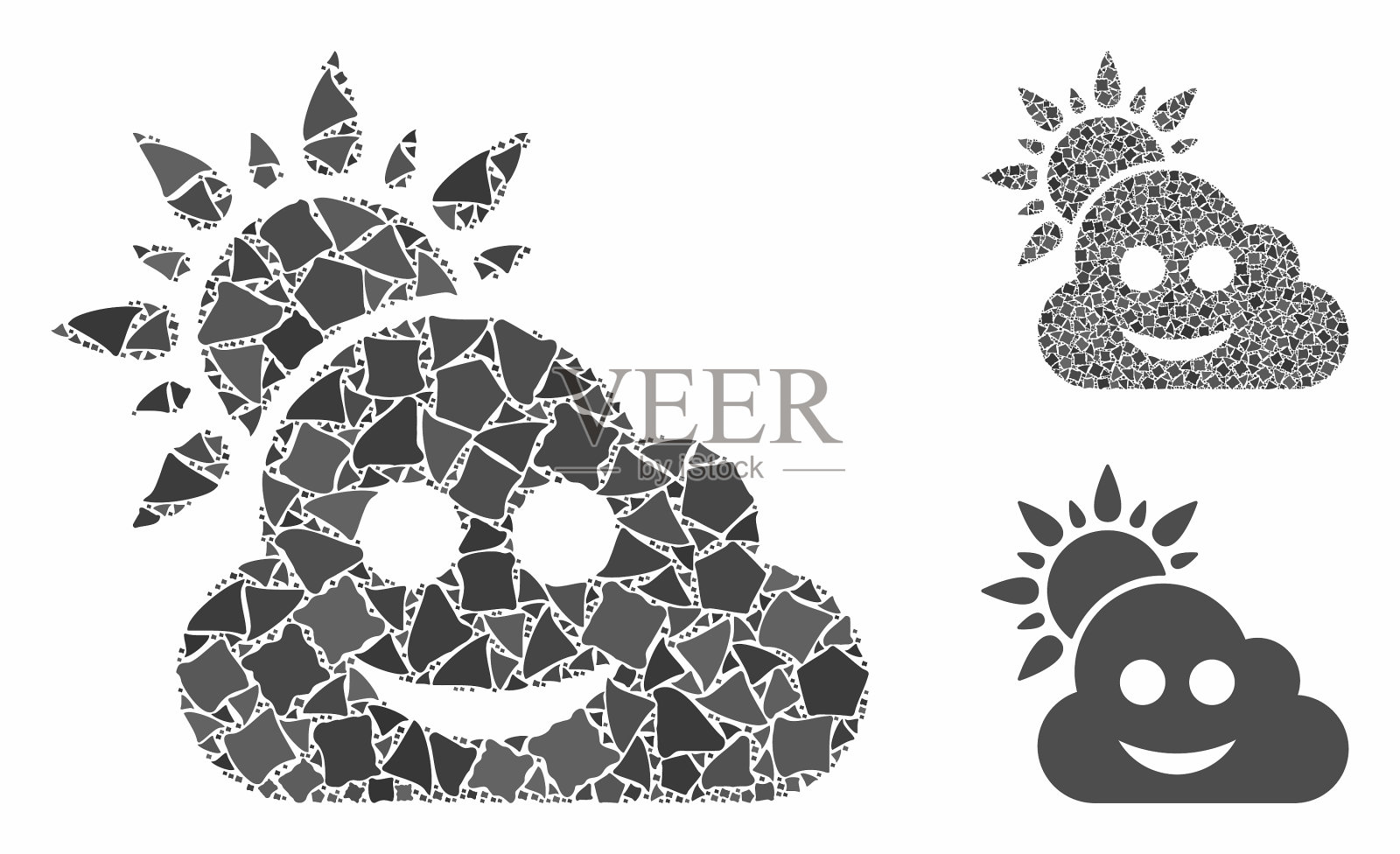 微笑天气组成图标崎岖的碎片插画图片素材