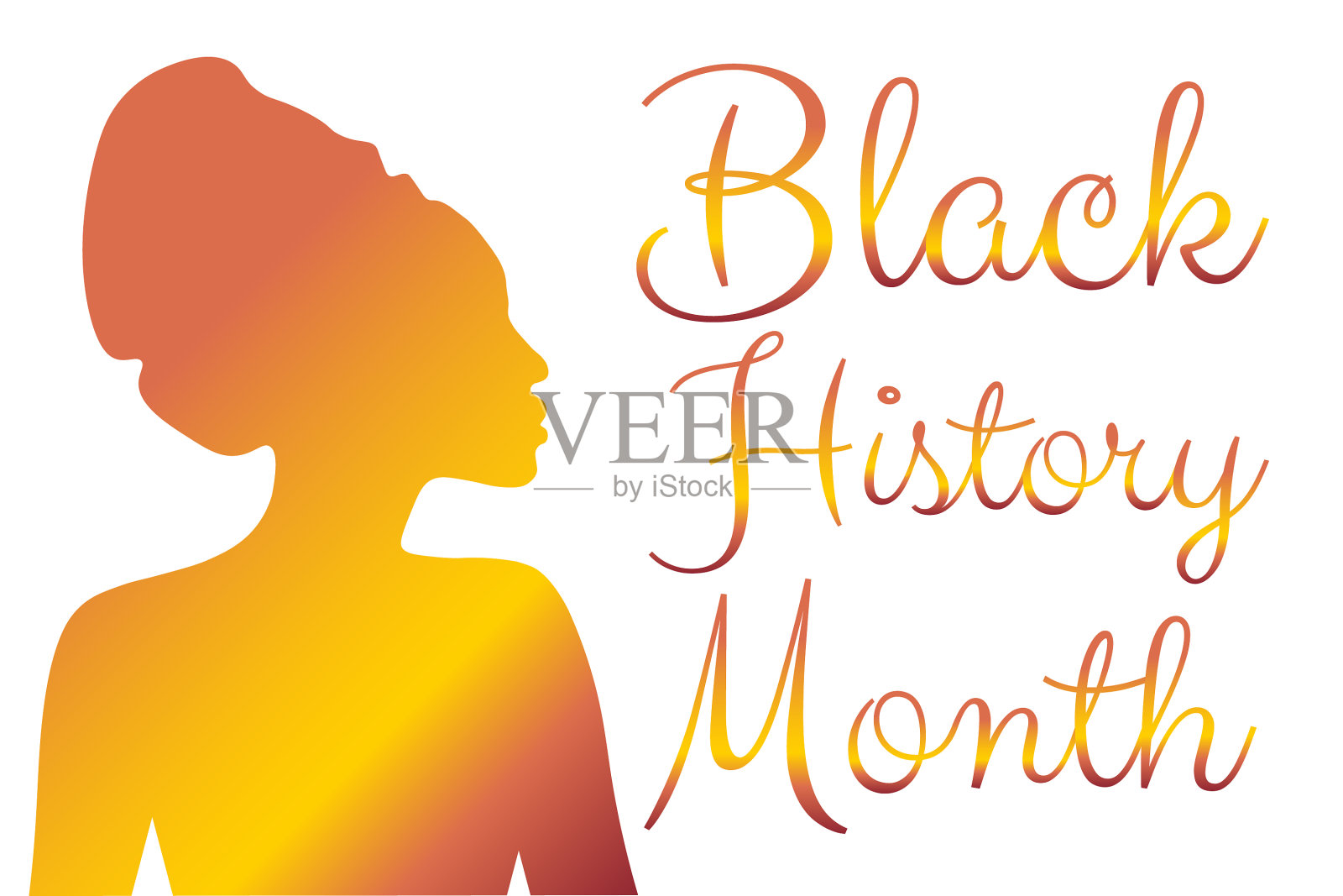 黑人历史月的概念与剪影的设计元素图片