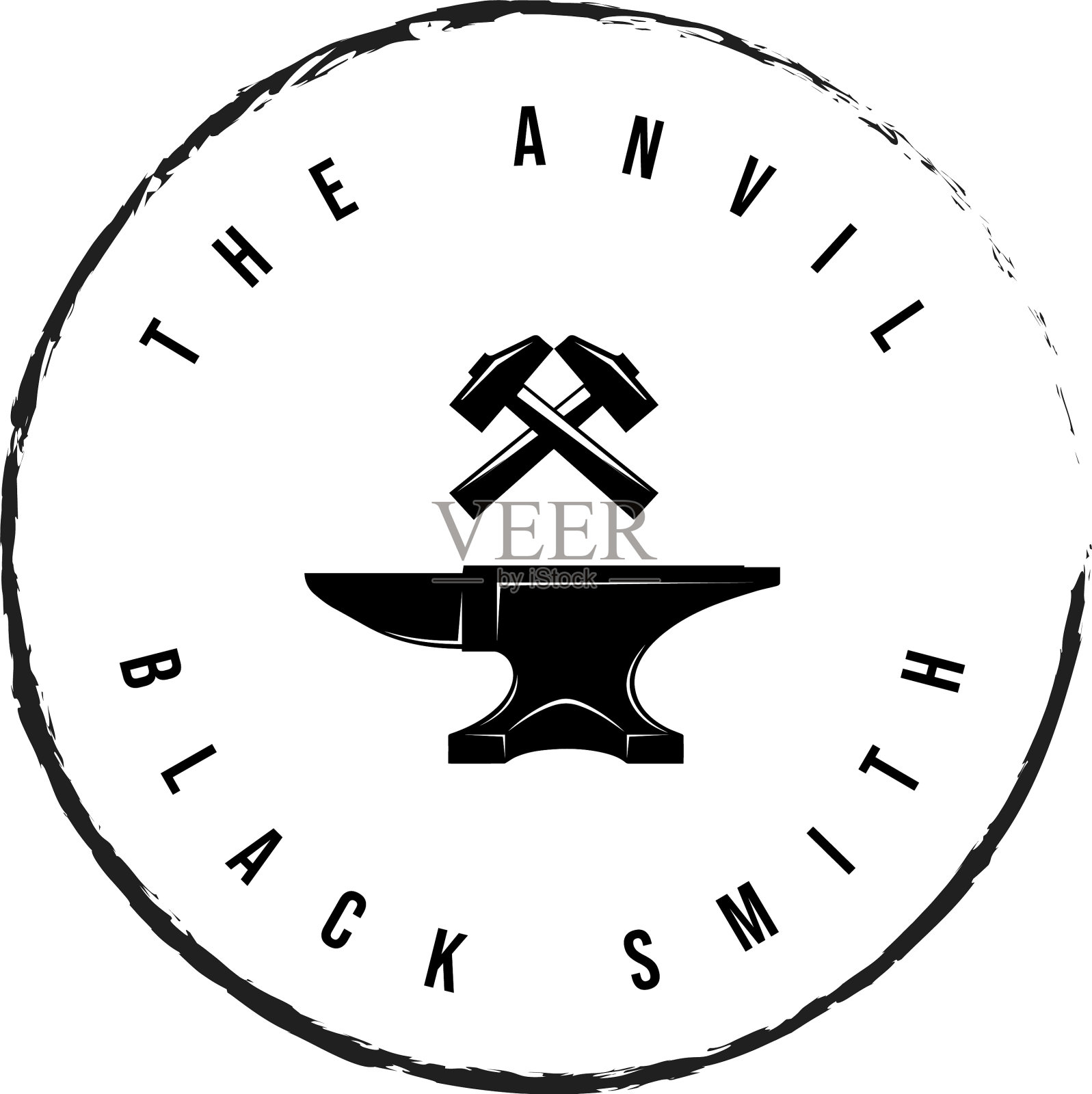 铁匠铁砧铸造复古复古标志d插画图片素材