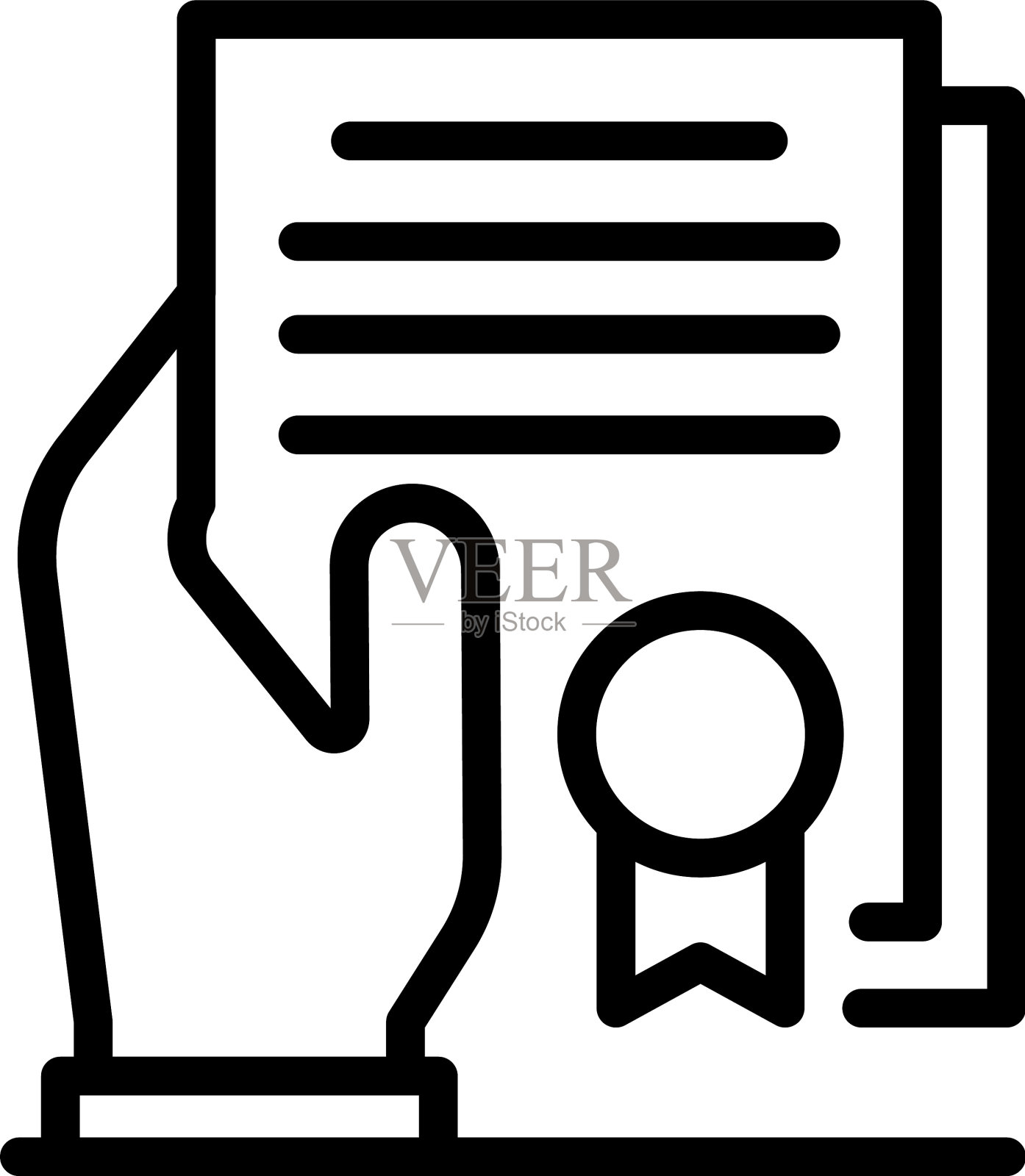 公正文凭图标轮廓风格插画图片素材