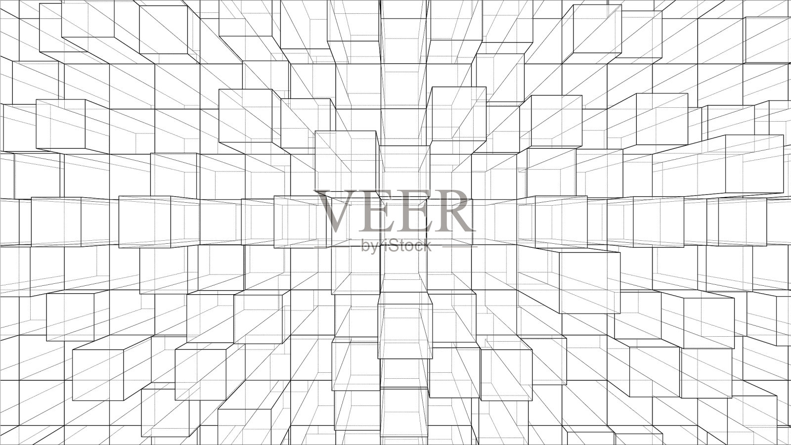 抽象背景立方体轮廓插画图片素材