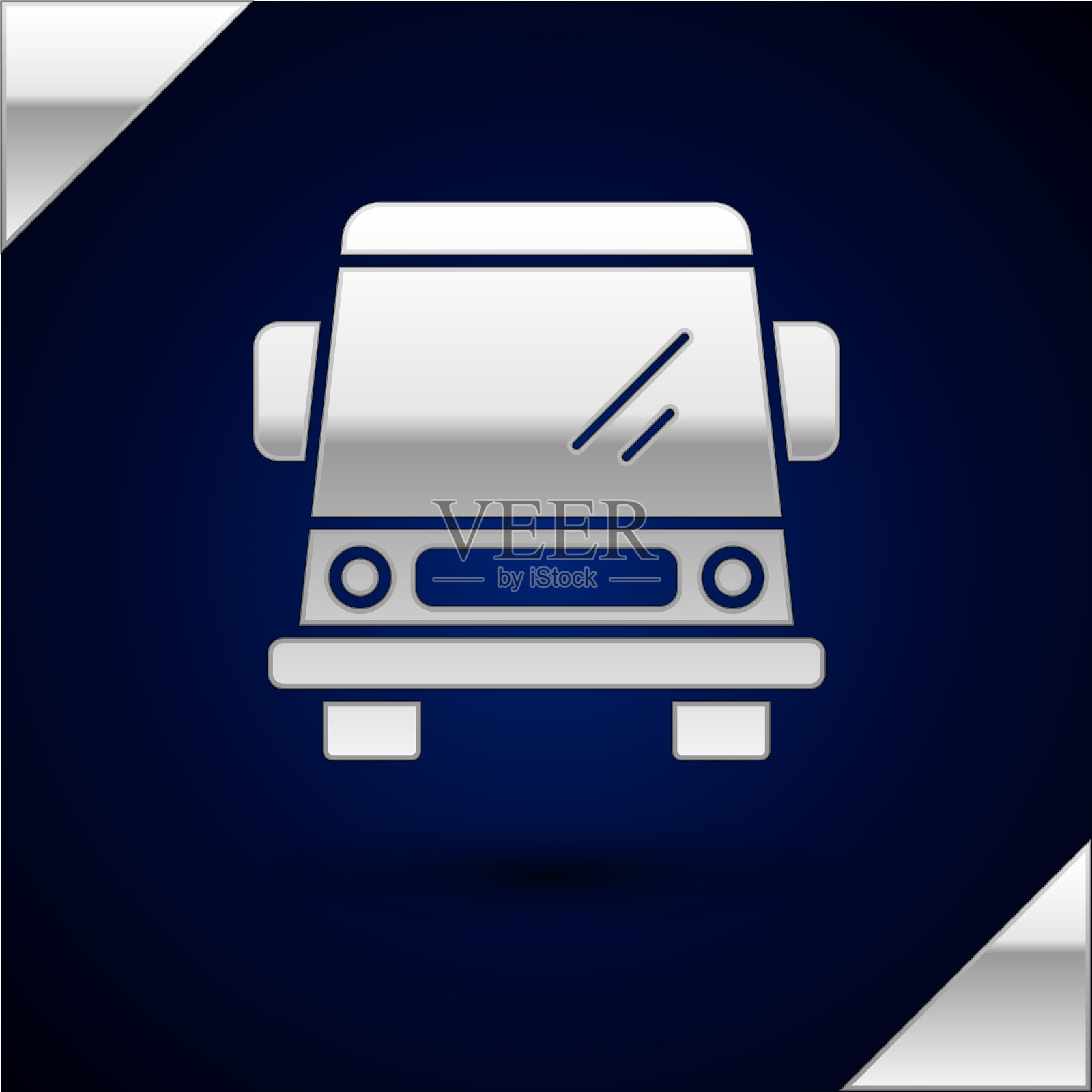 银色汽车图标孤立在深蓝色的背景插画图片素材