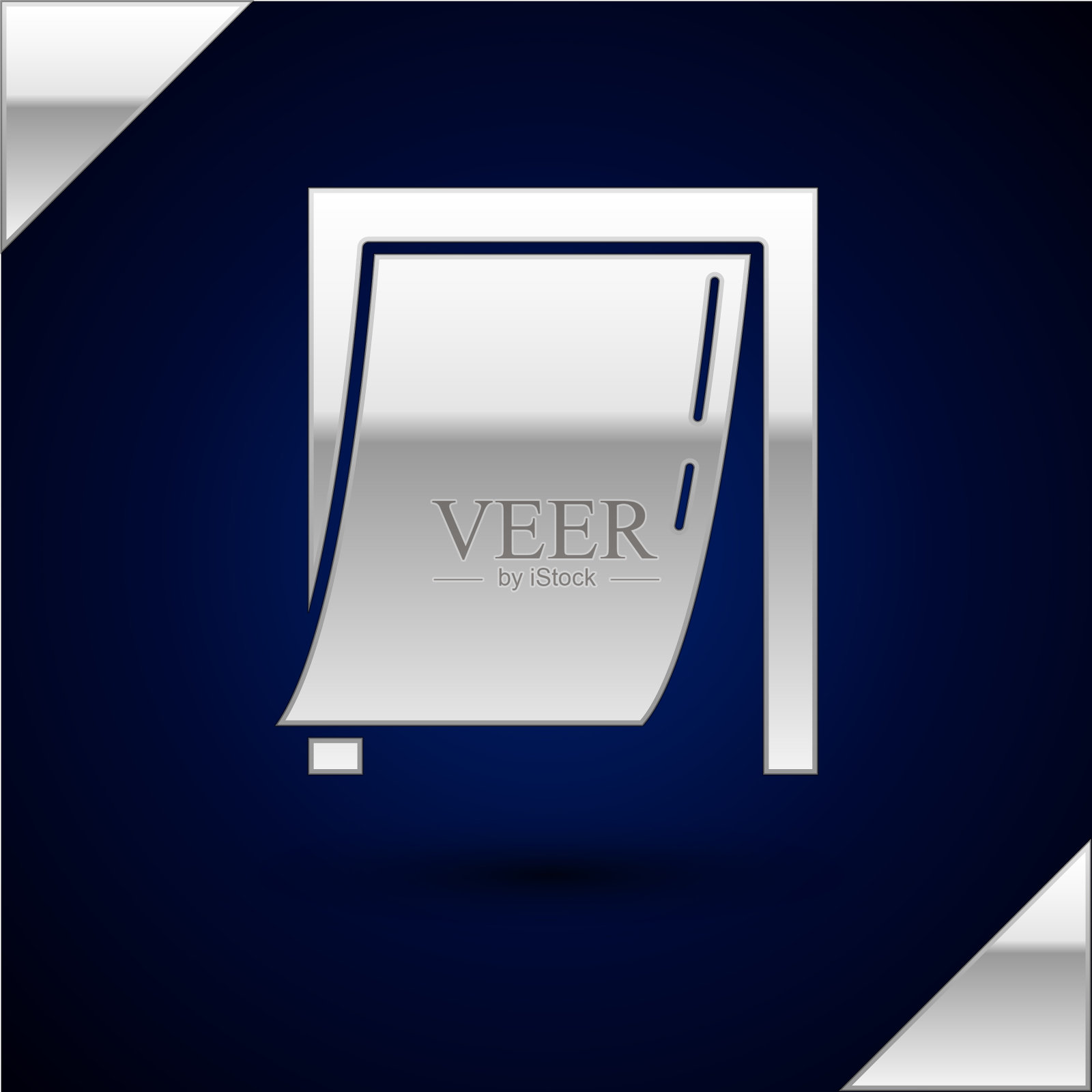 银色门宠物图标隔离在深蓝色插画图片素材