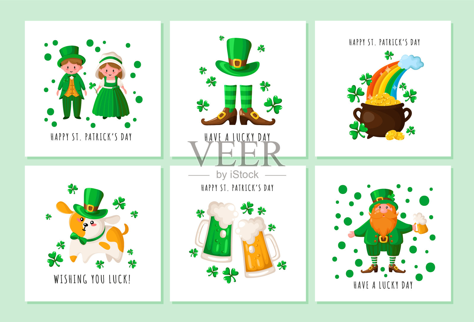 圣帕特里克节卡通插画图片素材