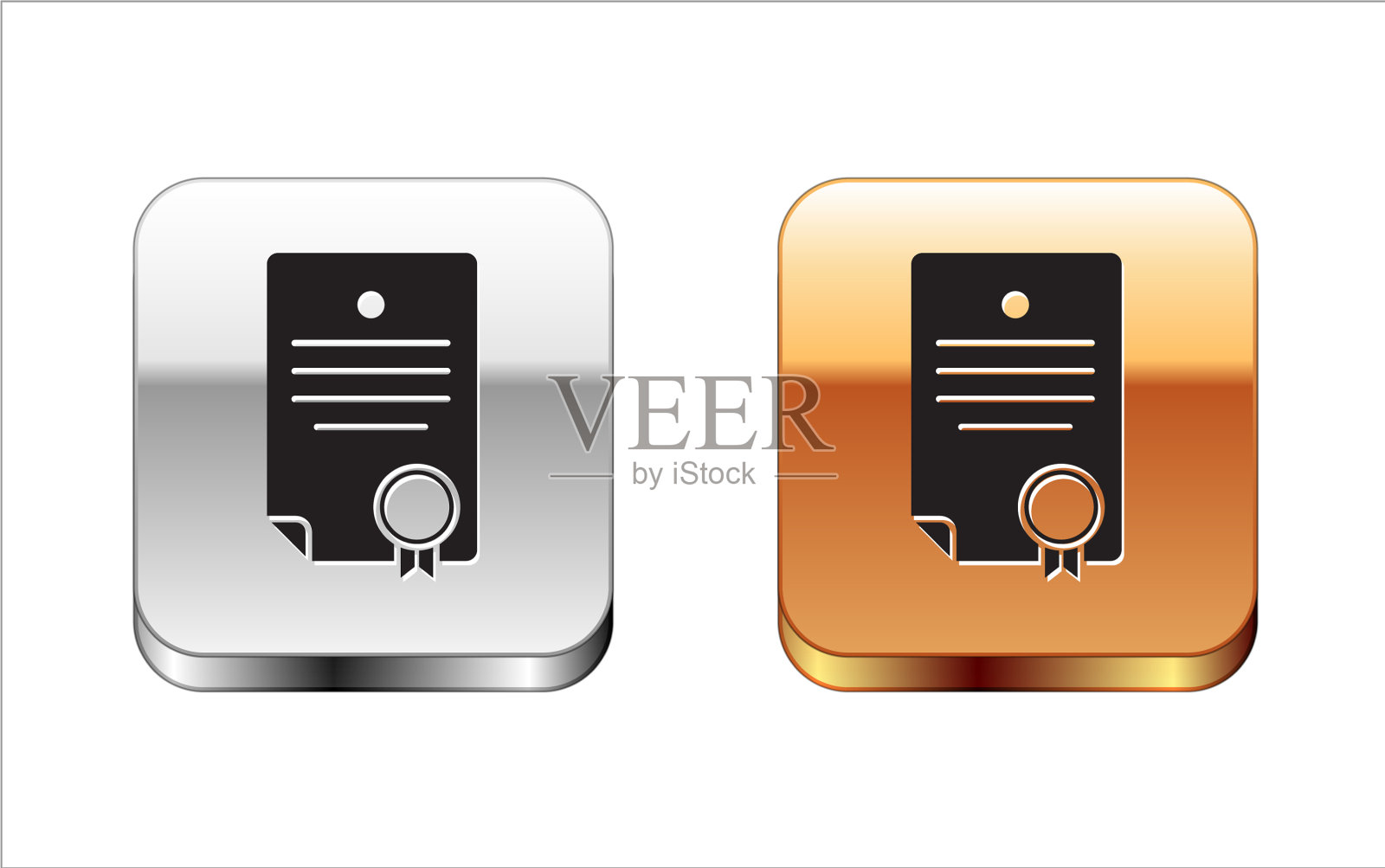 黑色证书模板图标隔离在白色上图标素材