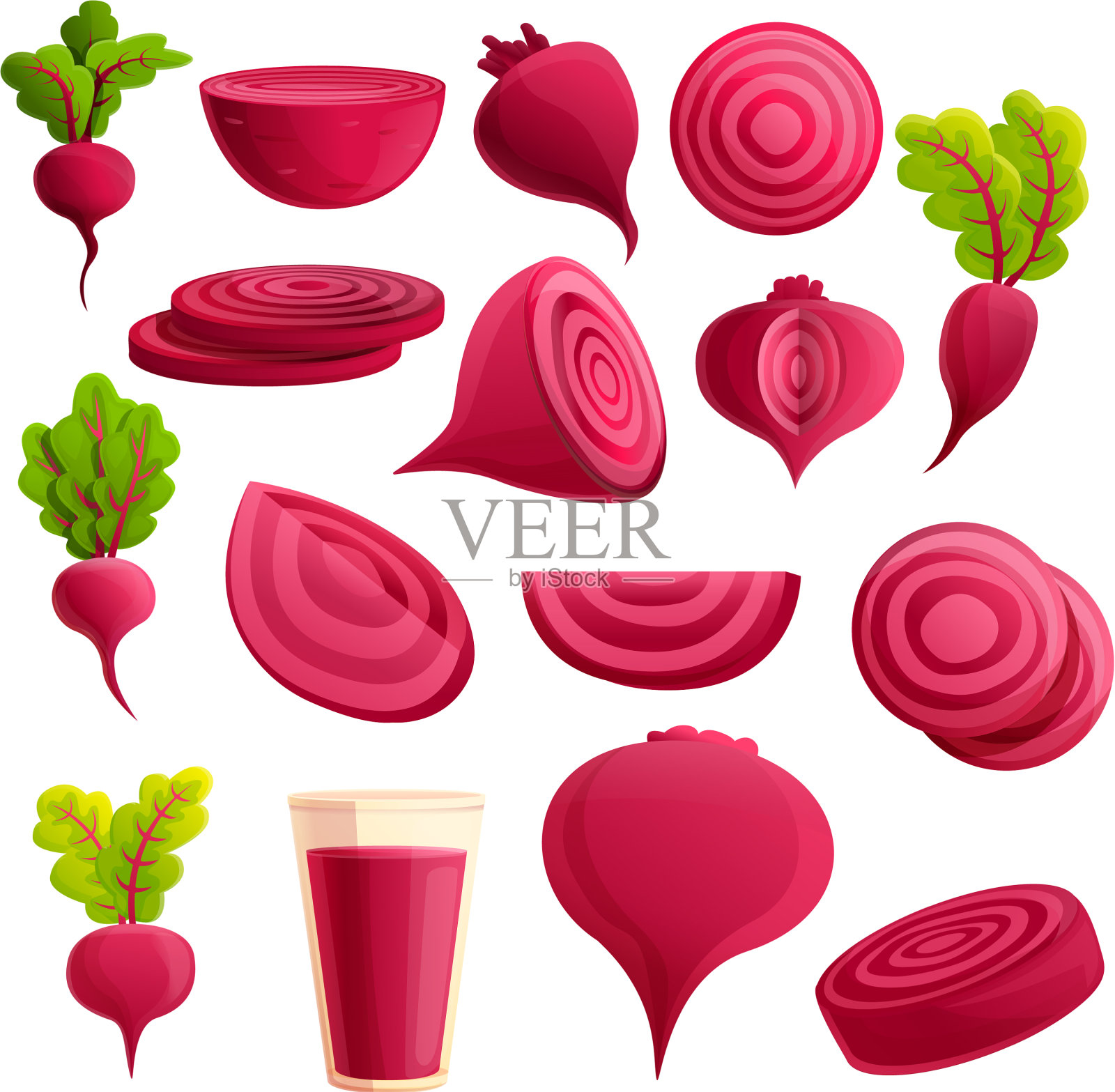 甜菜图标设置卡通风格图标素材