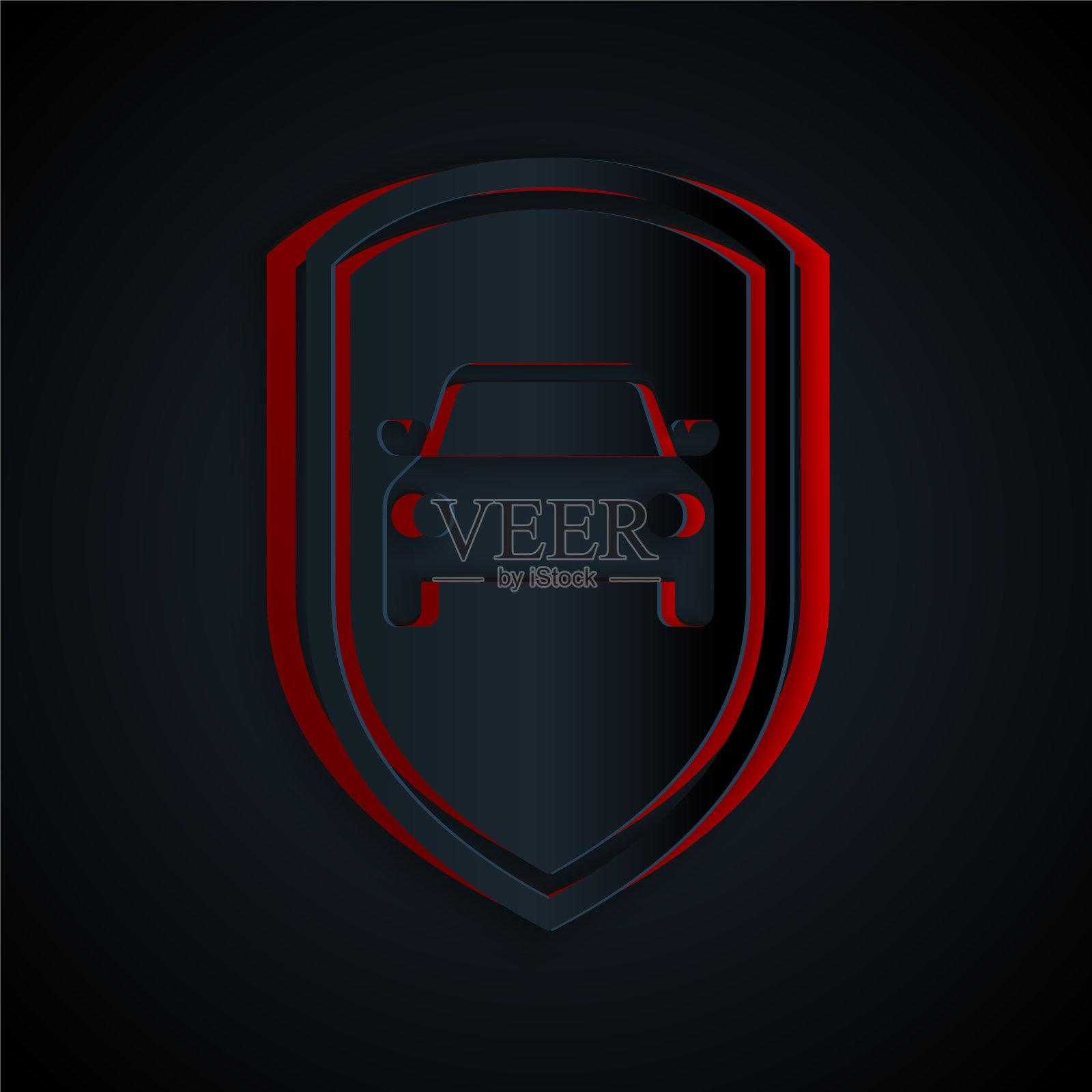 剪纸汽车保护或保险图标插画图片素材