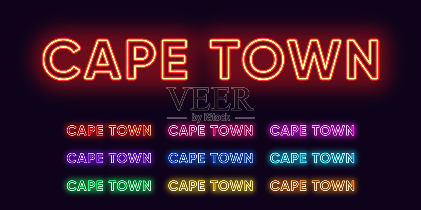 南非霓虹灯城开普敦的名字插画图片素材