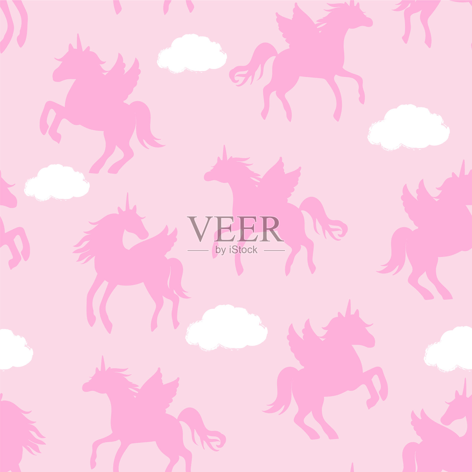 pegacorn轮廓粉红色插画图片素材