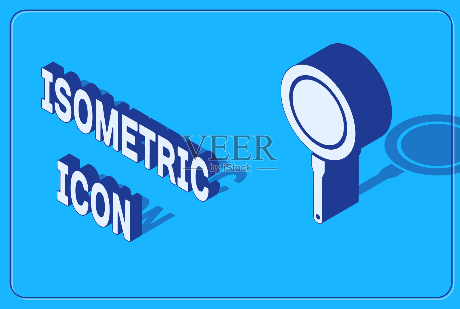 等距煎锅图标孤立在蓝色插画图片素材