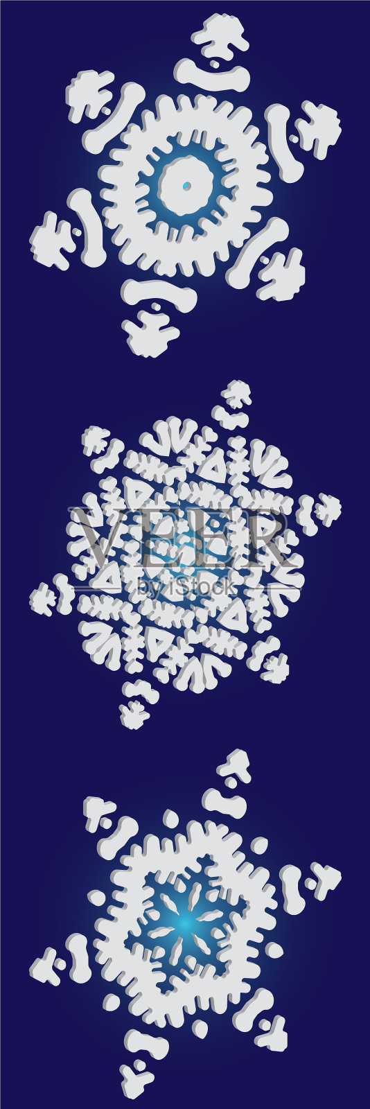 可爱的雪花与阴影的蓝色背景插画图片素材