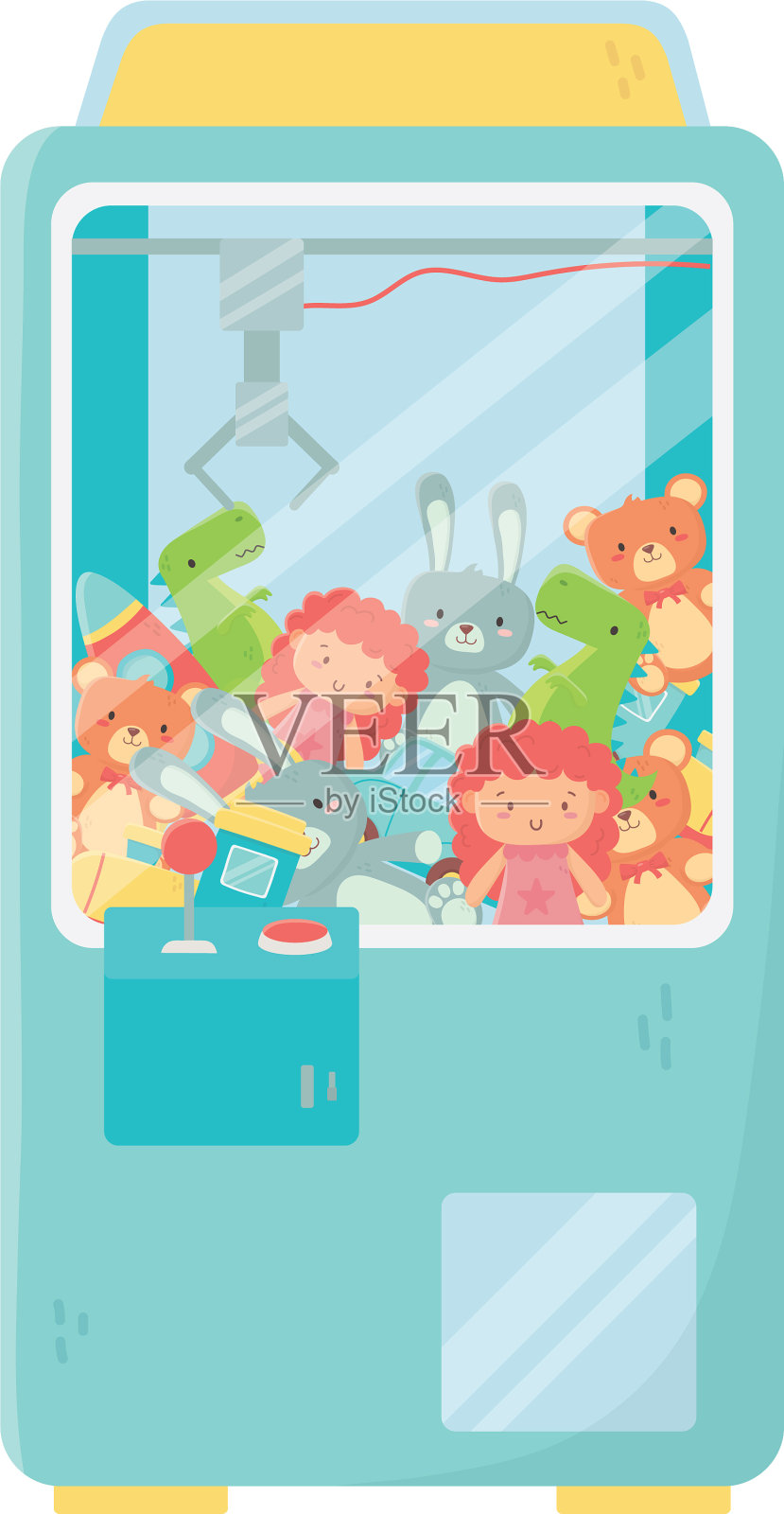 儿童玩具起重机游戏娃娃机器图标插画图片素材