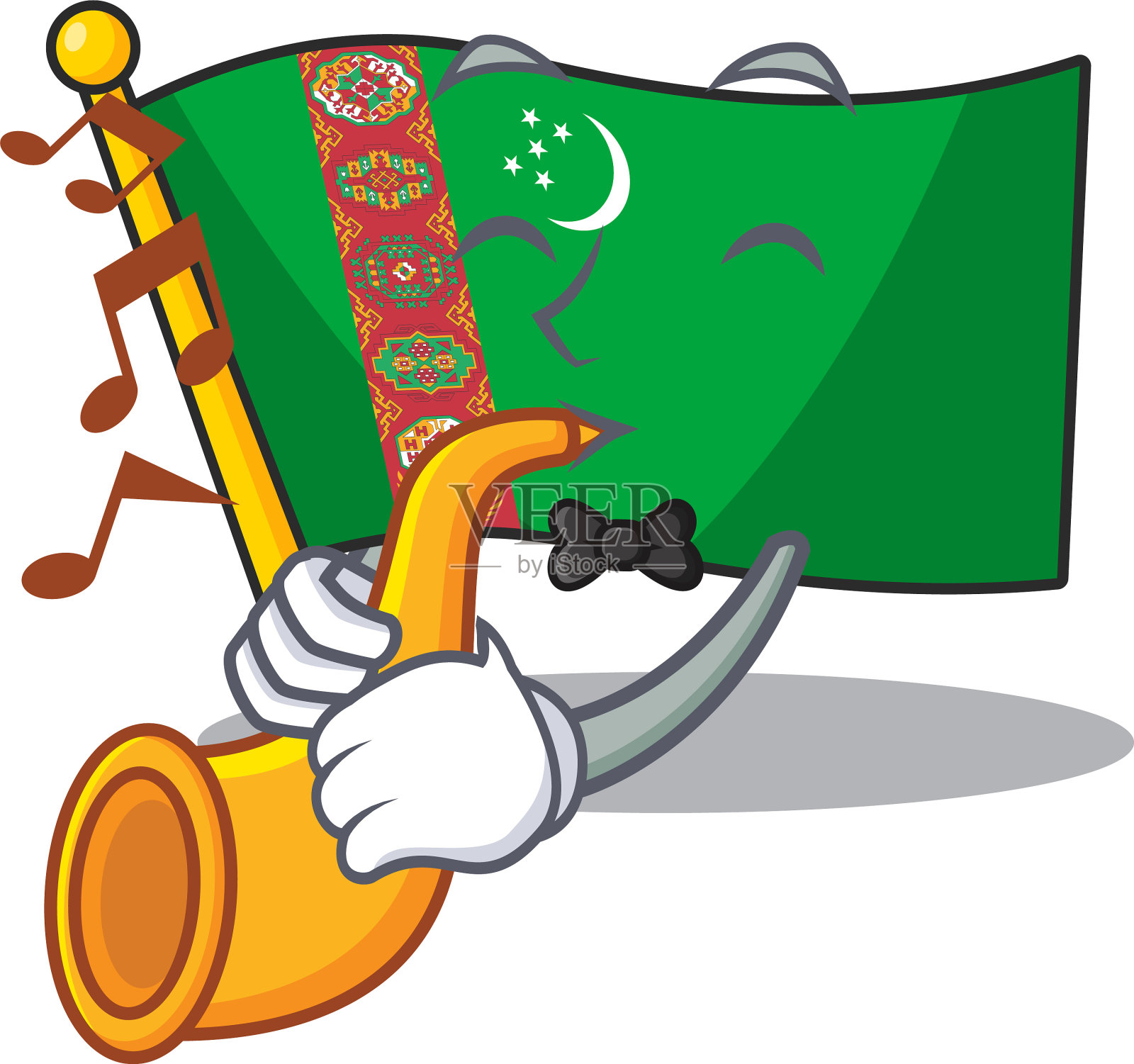 晚餐凉旗土库曼斯坦卡通人物设计元素图片