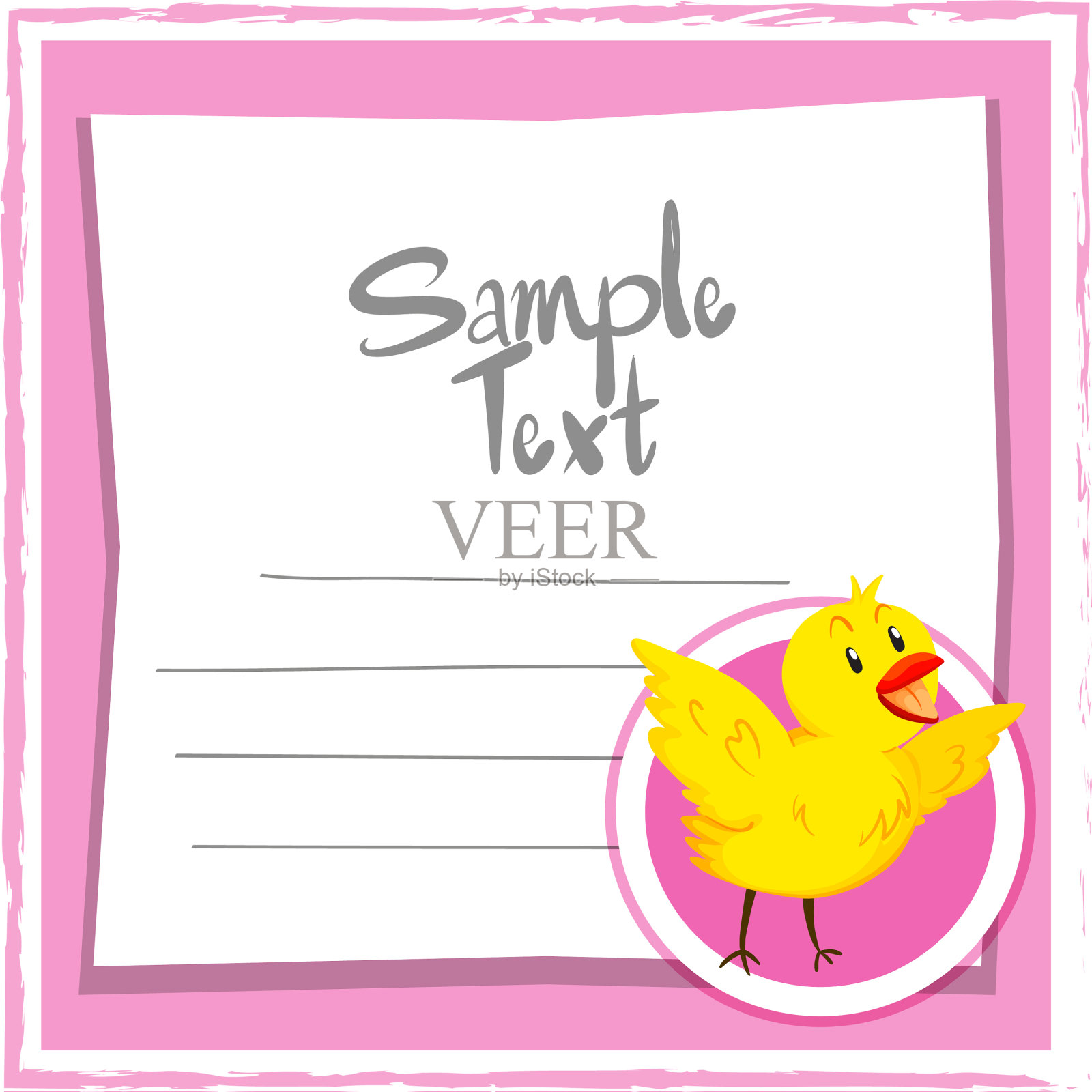 卡片模板与可爱的小鸡插画图片素材