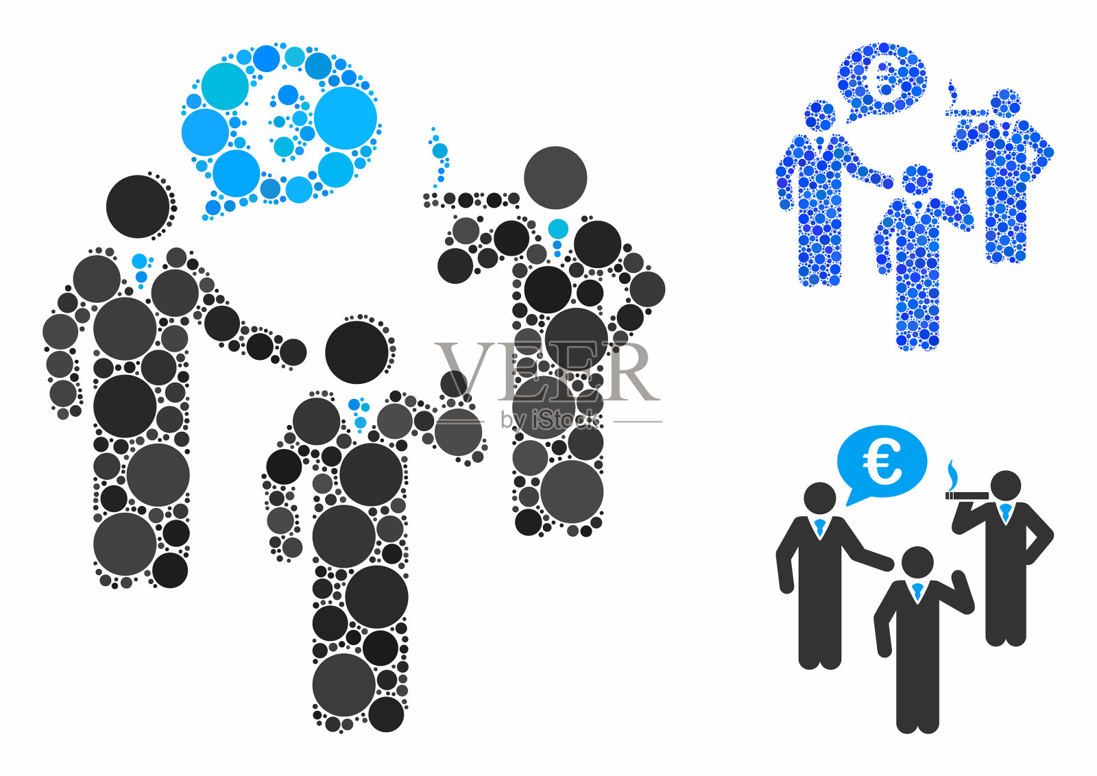欧元讨论人组成图标圆点插画图片素材