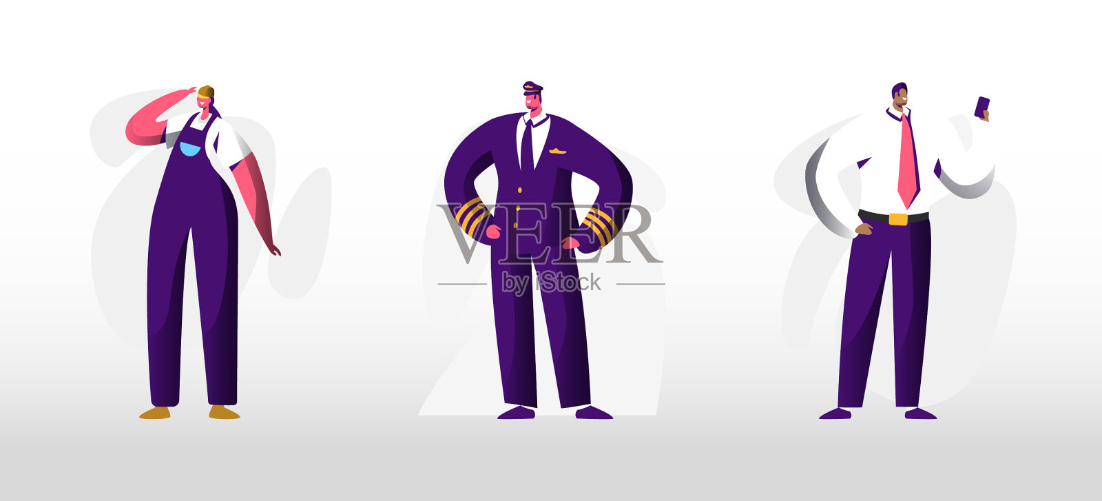 人的职业与职业设置隔离插画图片素材