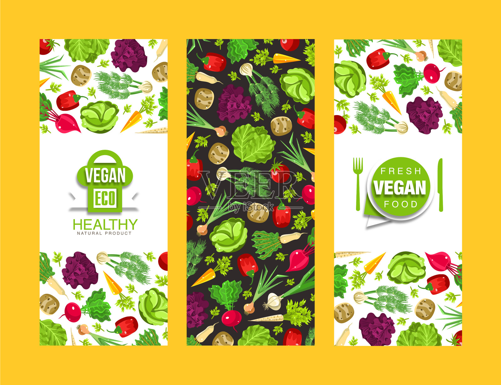 一个素食菜单的布局插画图片素材