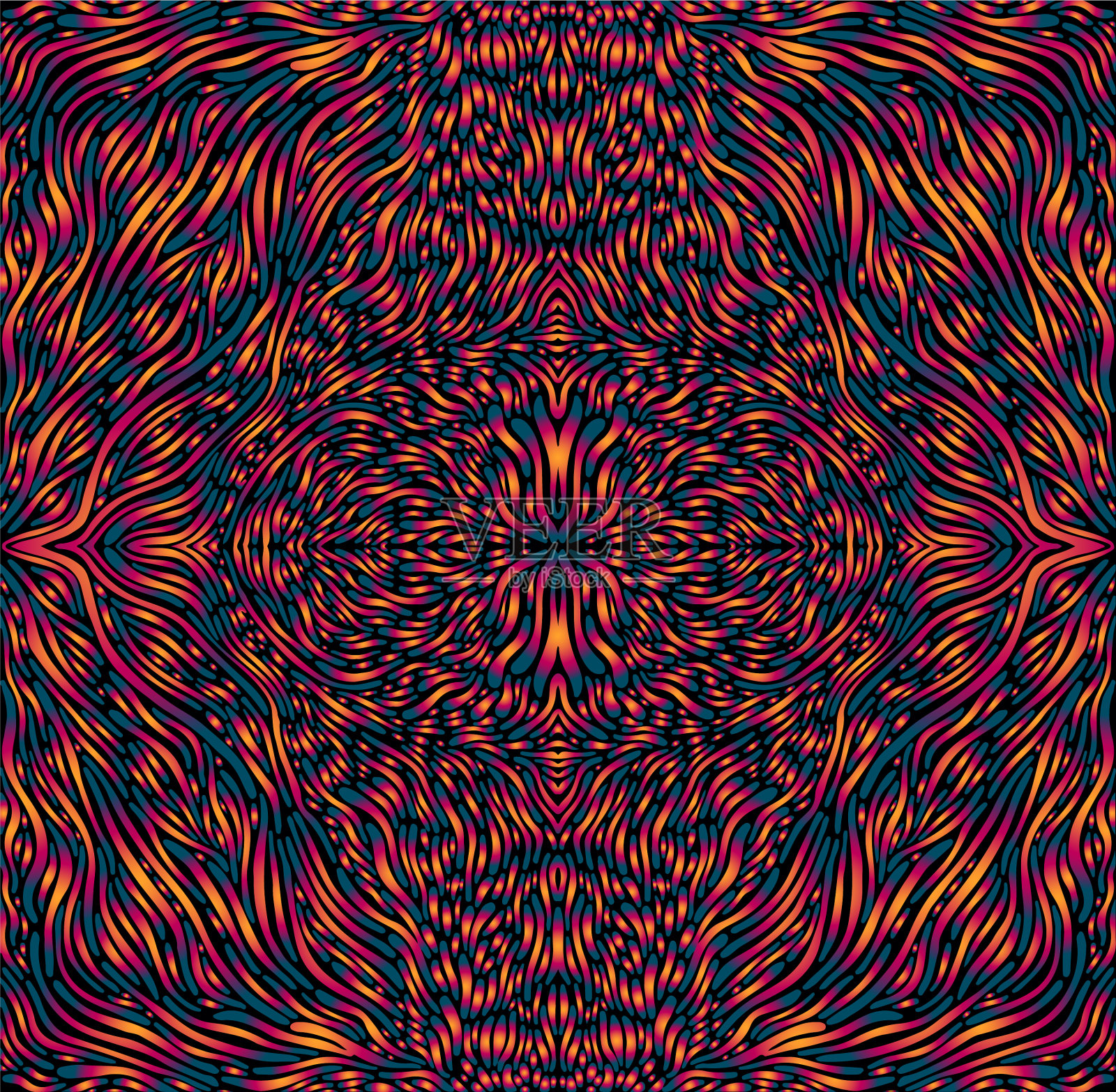 充满活力的色彩迷幻迷幻迷幻曼荼罗插画图片素材