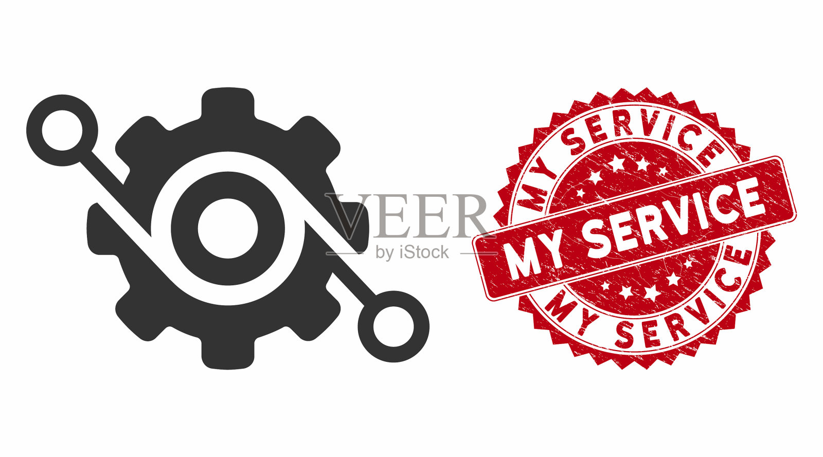 齿轮解决方案图标与纹理我的服务印章插画图片素材