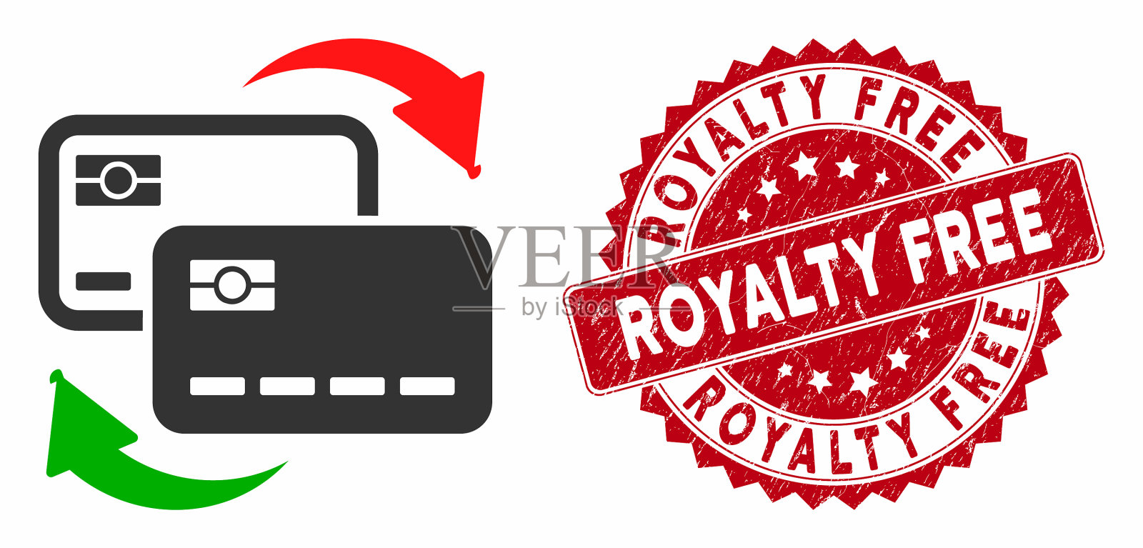 银行卡交换图标与纹理版税插画图片素材