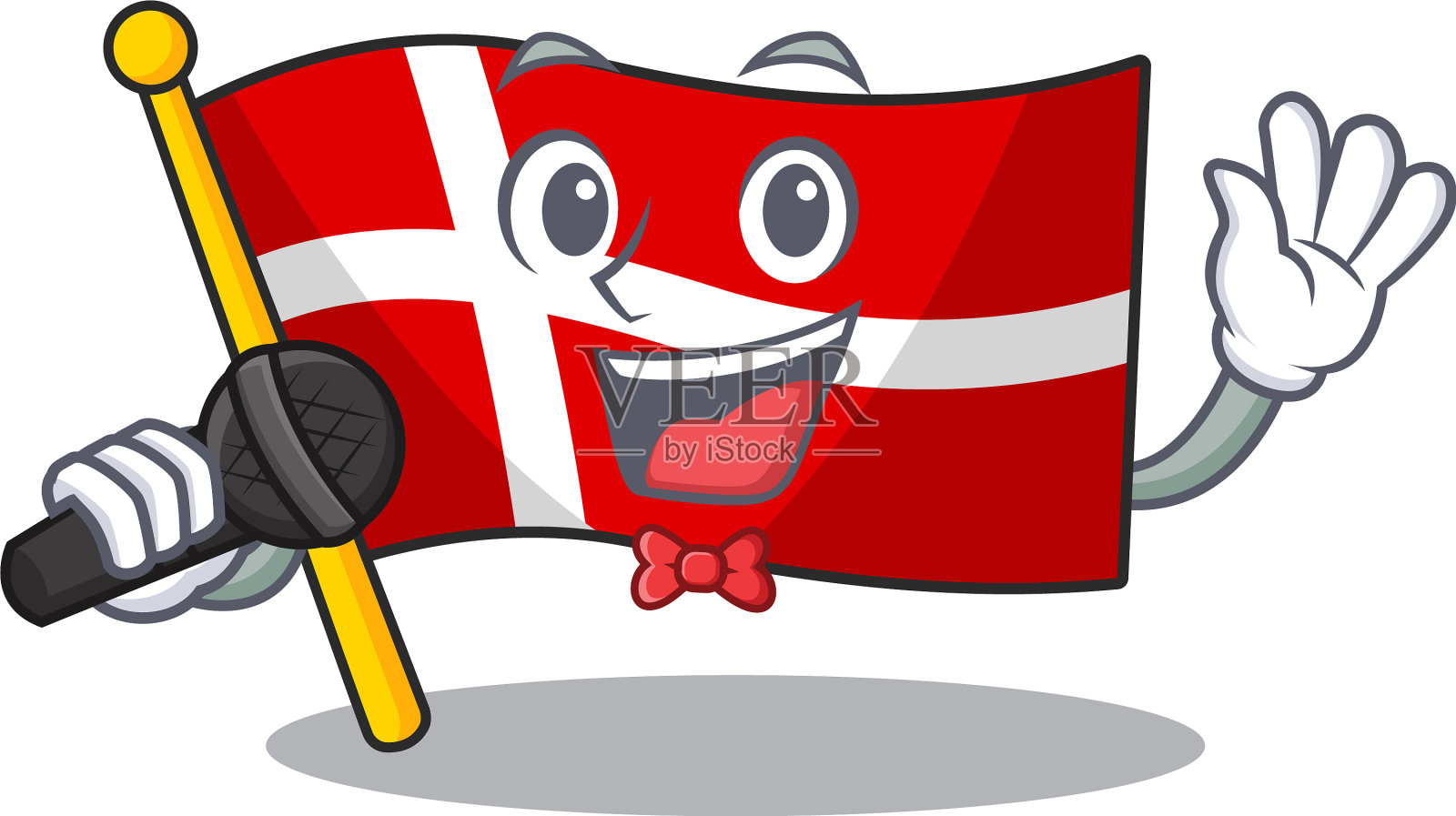 卡通歌唱国旗丹麦，同时持有一个设计元素图片