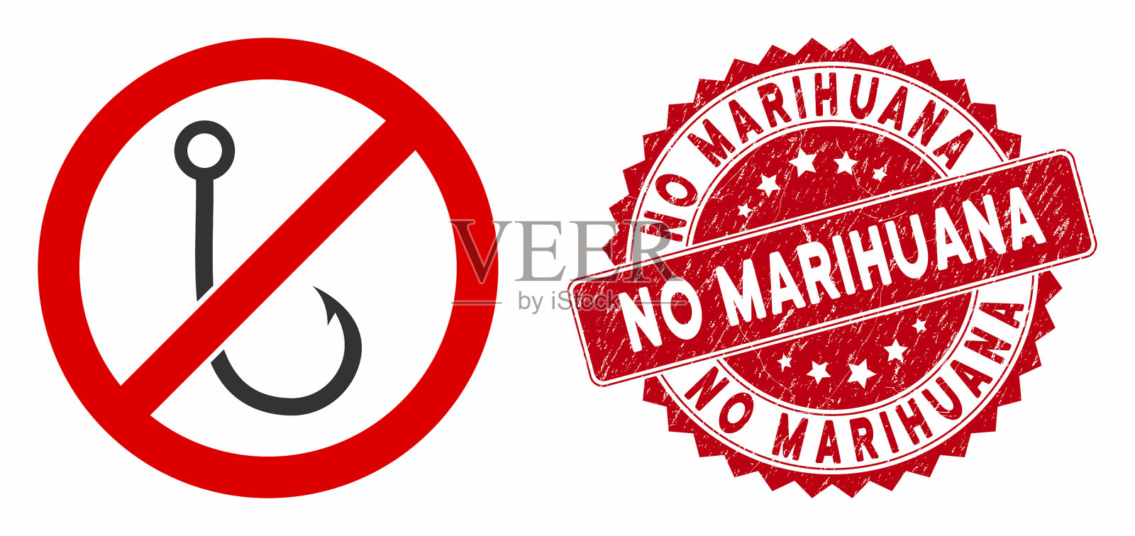 没有鱼钩图标与垃圾，没有大麻插画图片素材