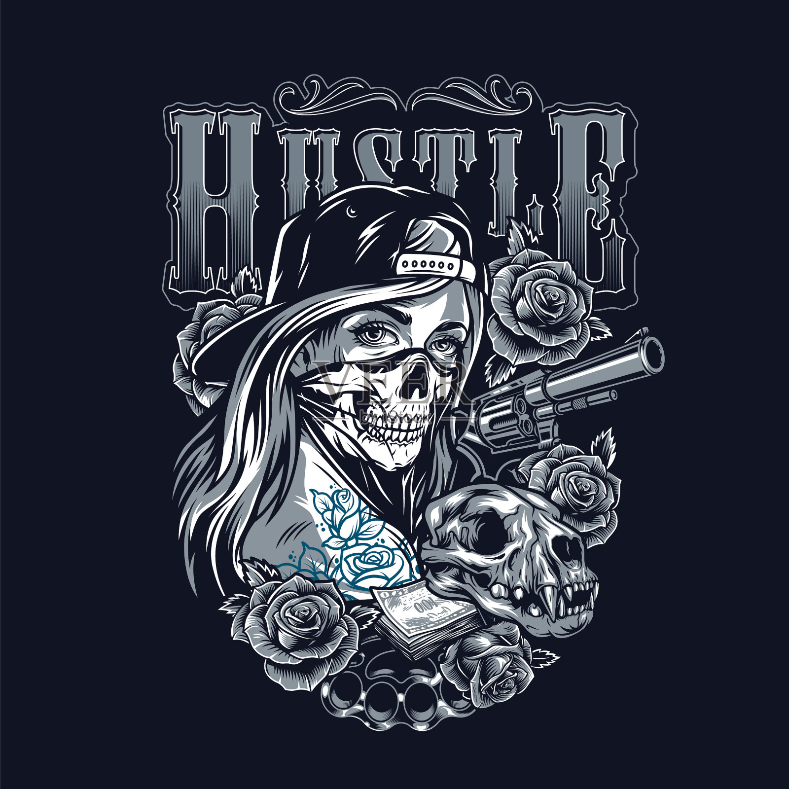 奇卡诺人纹身模板插画图片素材