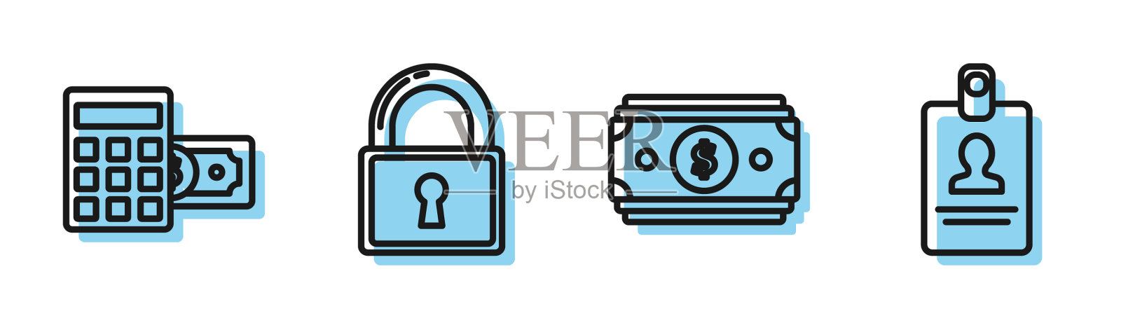 设行叠纸钱用现金计算器插画图片素材