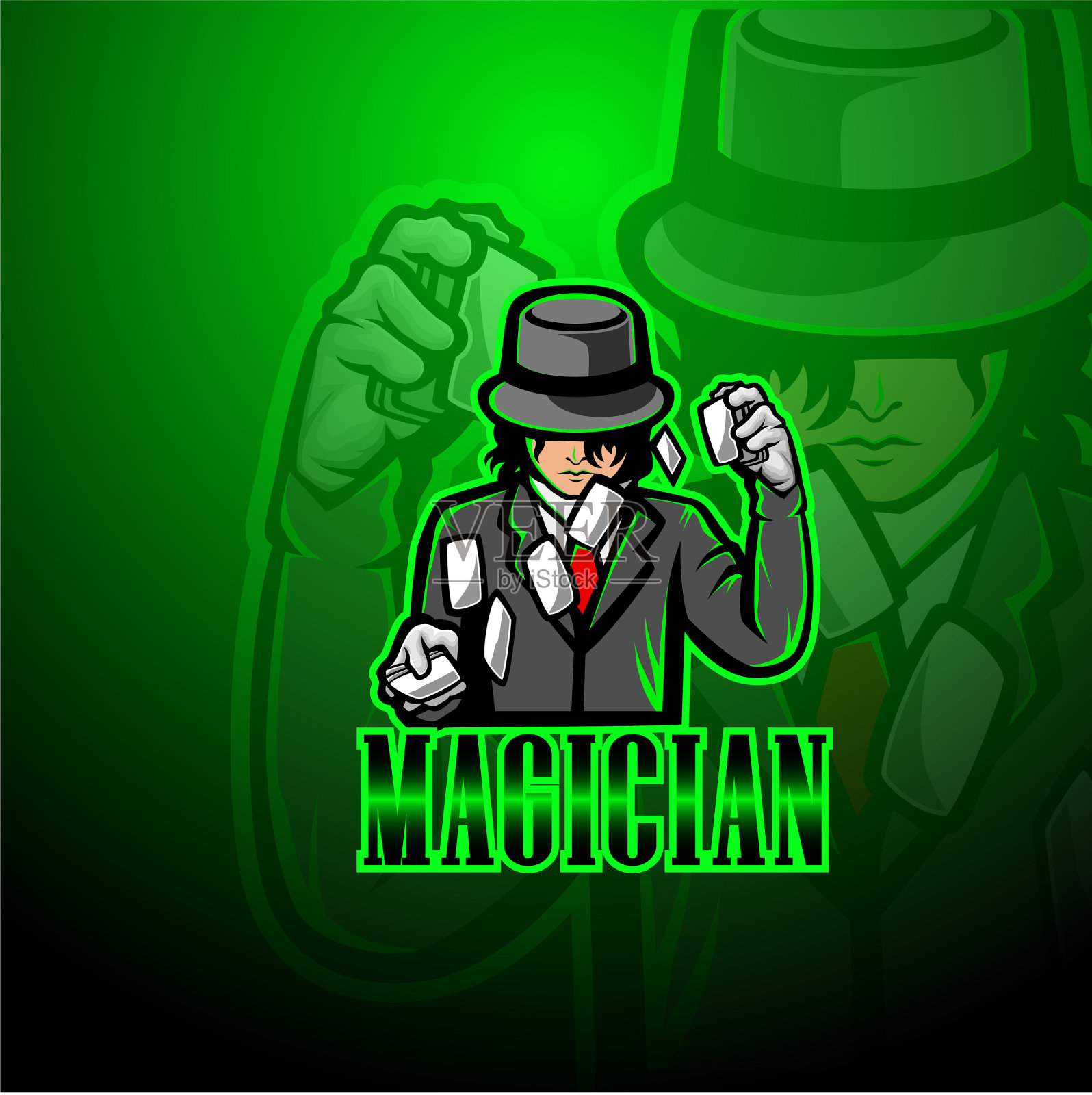 魔术师电竞吉祥物标志设计插画图片素材