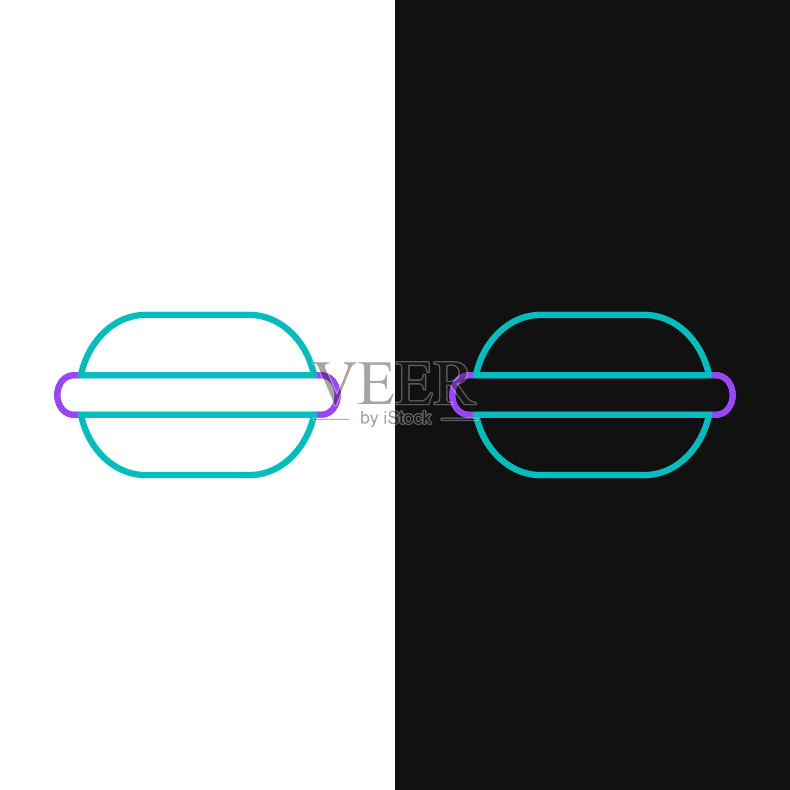 绿色和紫色线条的饼干马卡龙图标插画图片素材