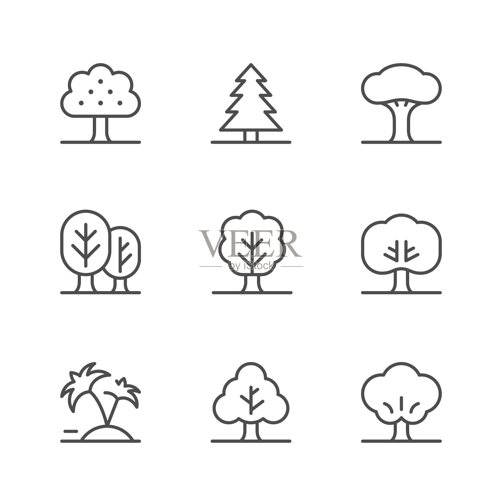 设置线条图标树图标素材