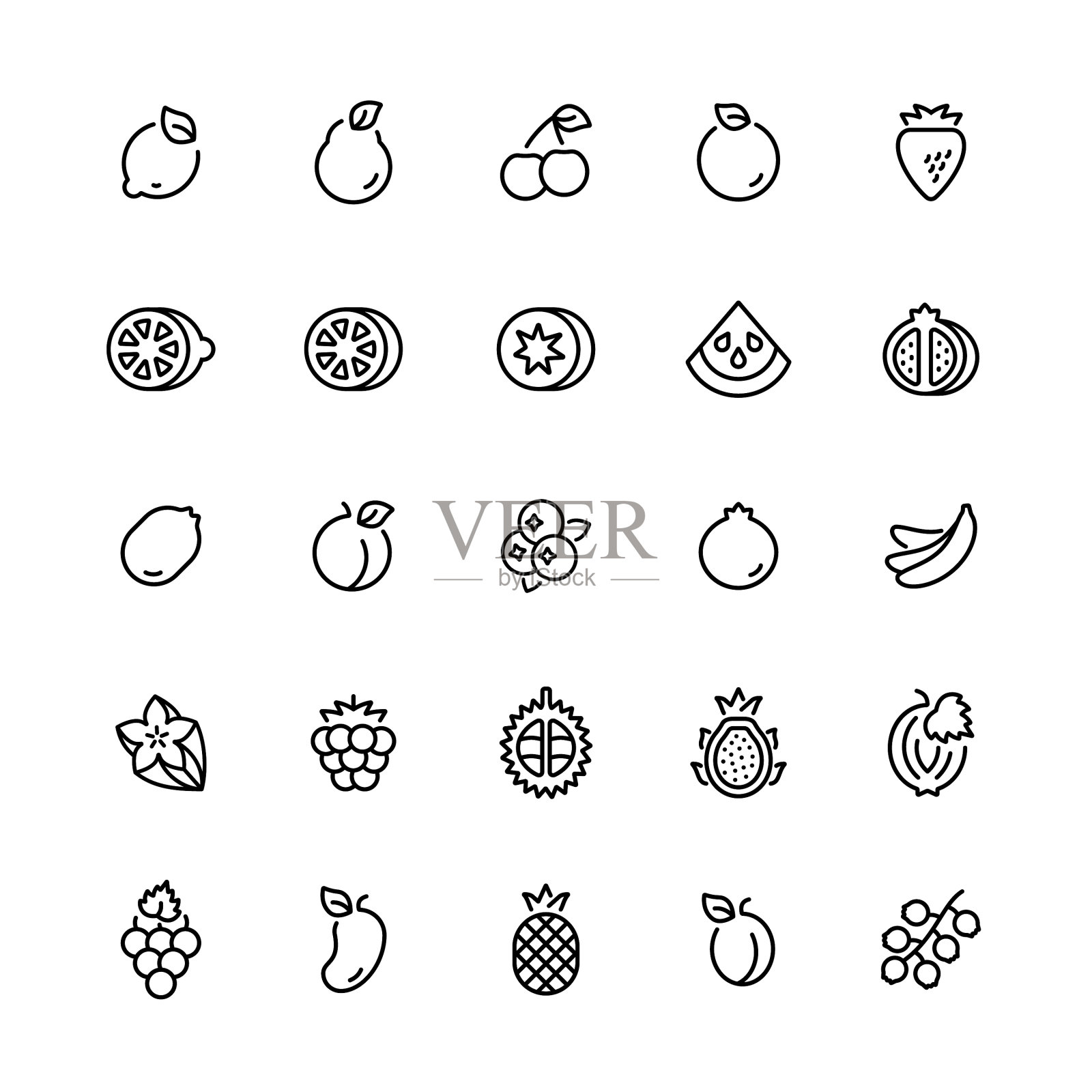轮廓图标设置水果符号图标素材