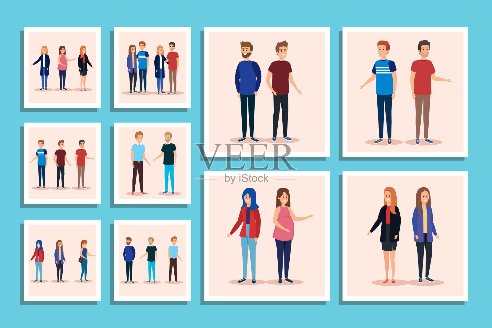 设置组的父母角色插画图片素材