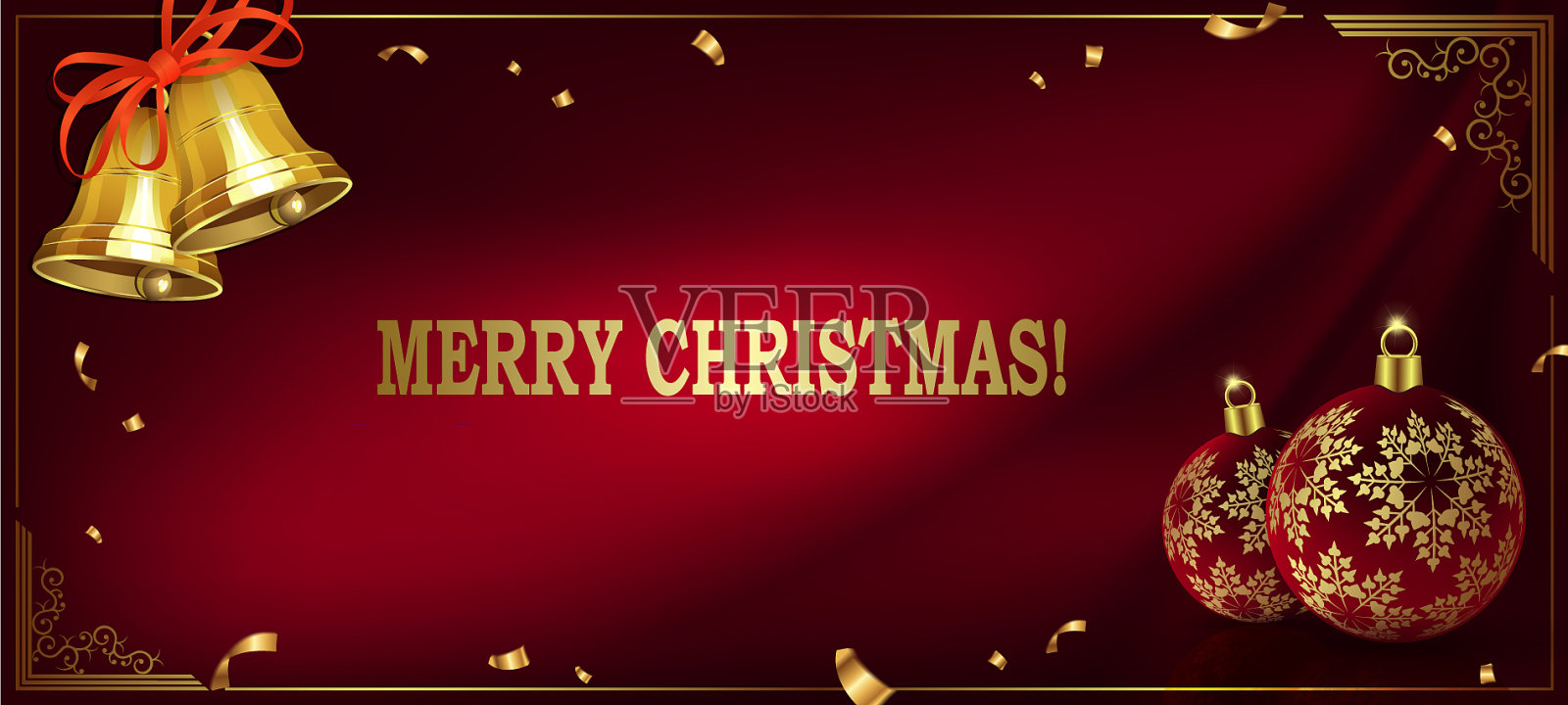 圣诞红的设计用红色的圣诞球配插画图片素材