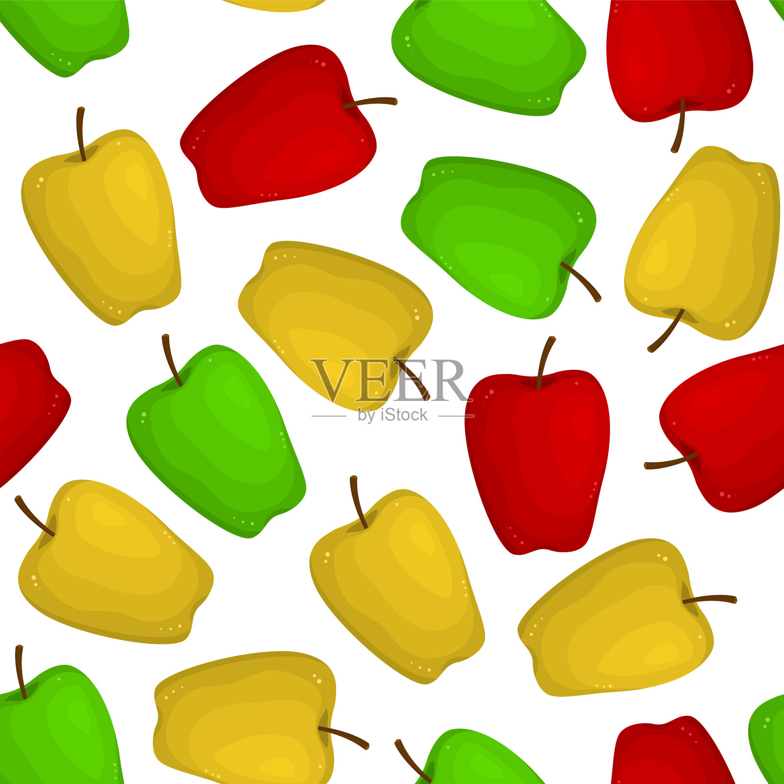 卡通色彩苹果无缝图案背景插画图片素材