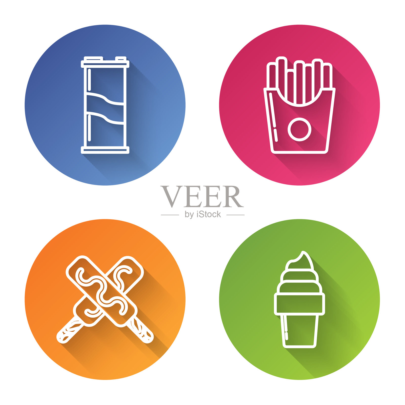 汽水罐土豆薯条纸盒图标素材