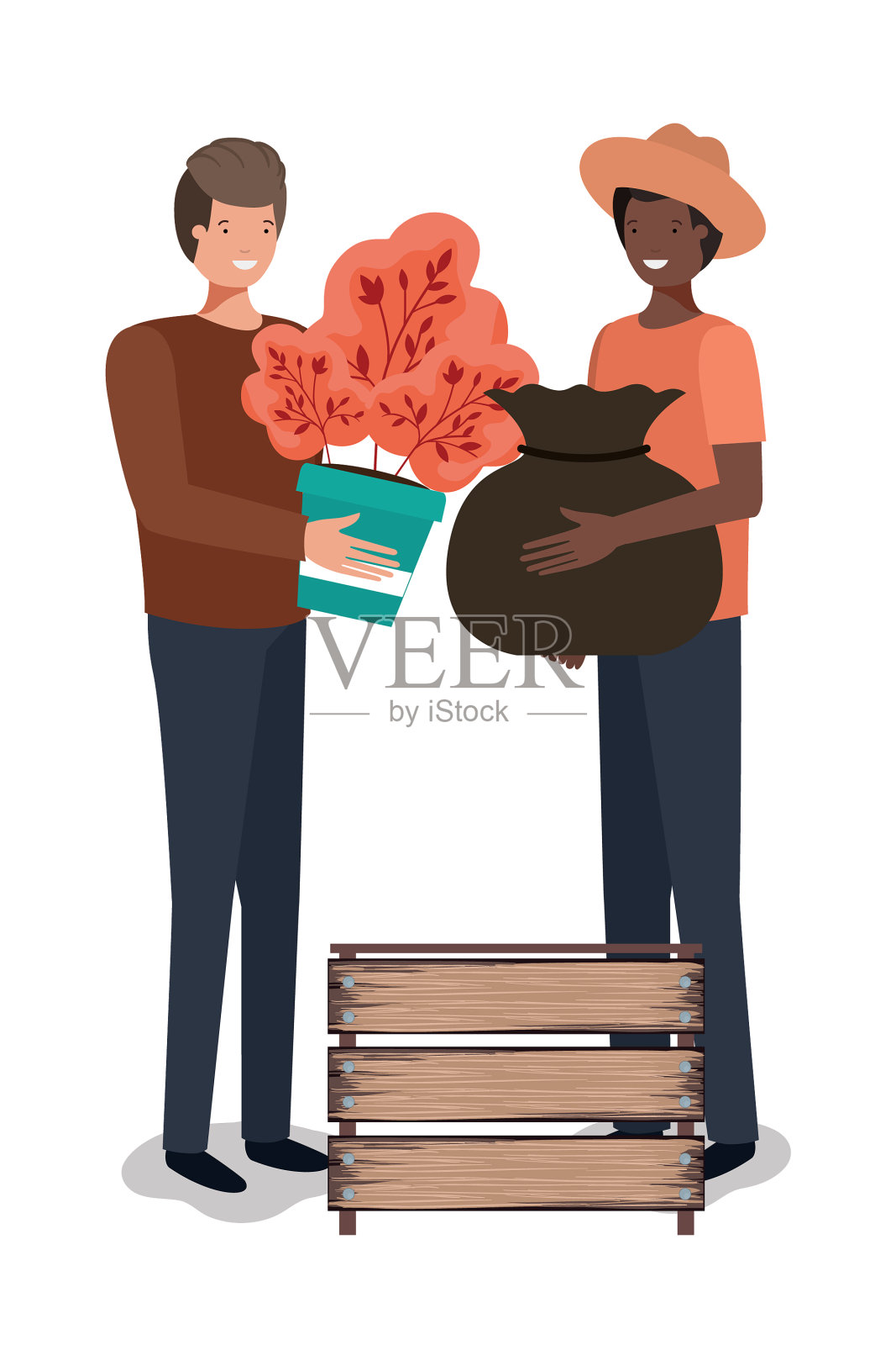 阿凡达男人和园艺概念设计插画图片素材