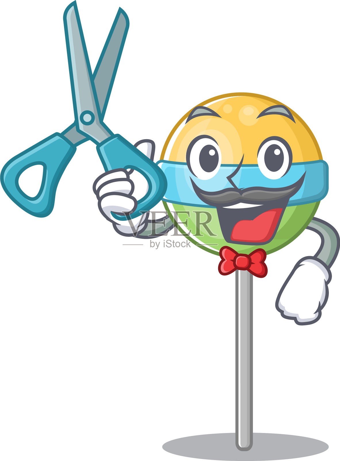 理发师人物圆棒棒糖卡通造型设计元素图片